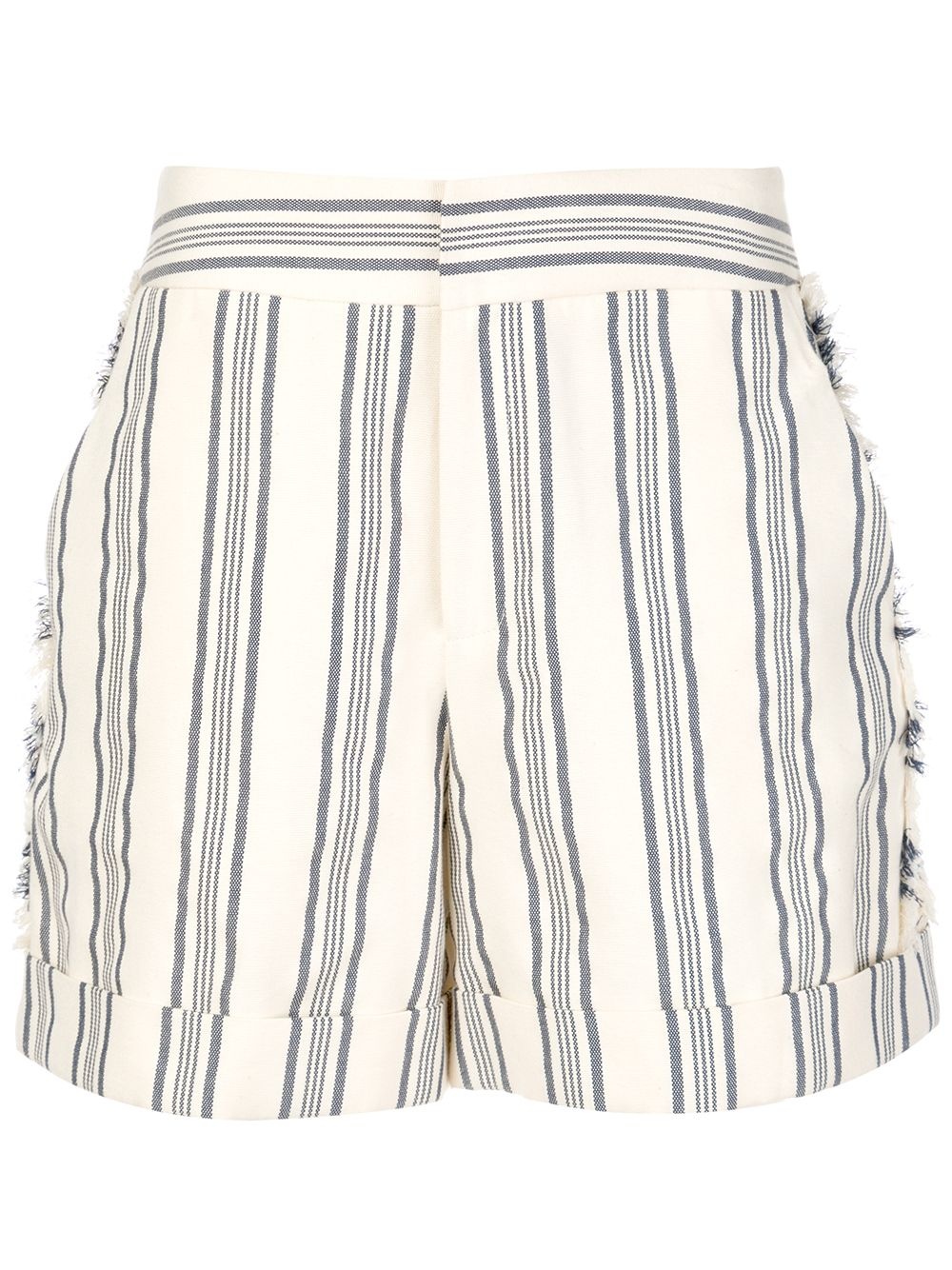 fringed striped print shorts - 1