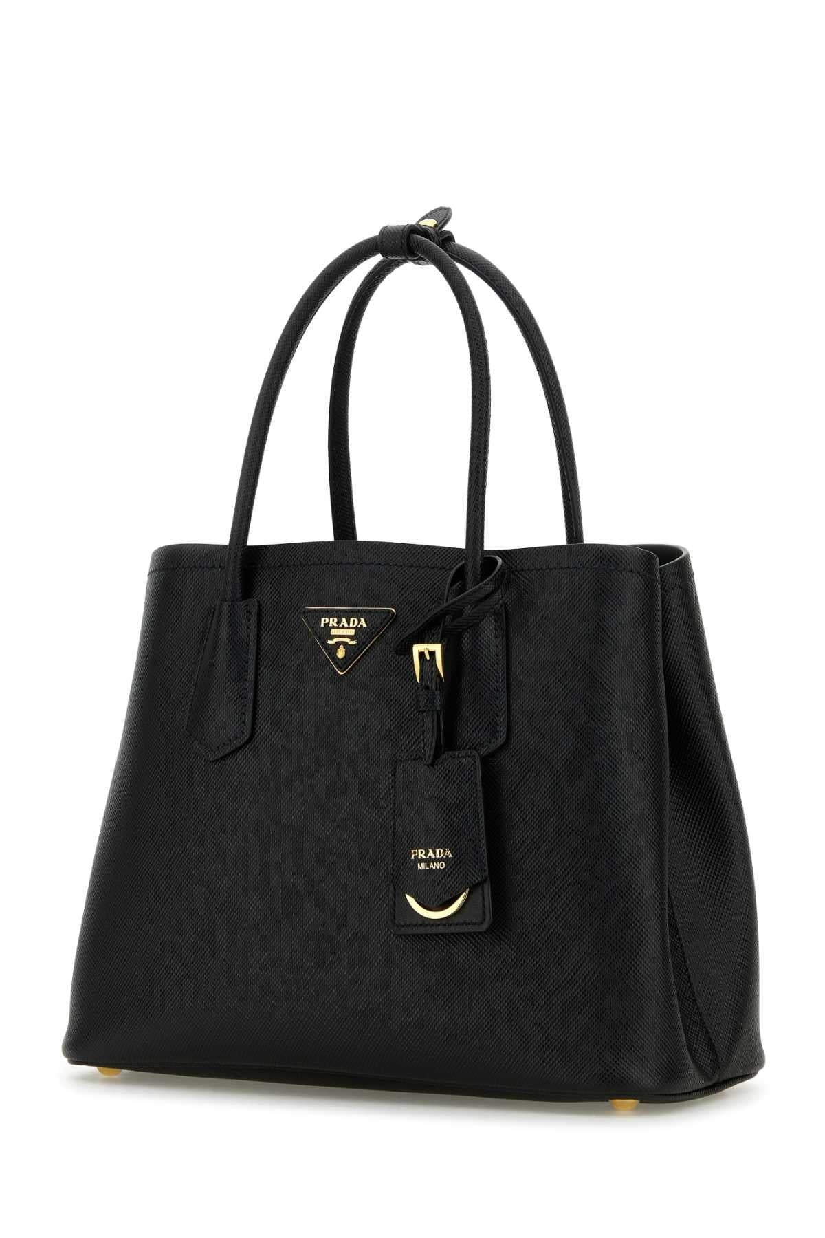 Prada Women Black Leather Small Double Handbag - 2