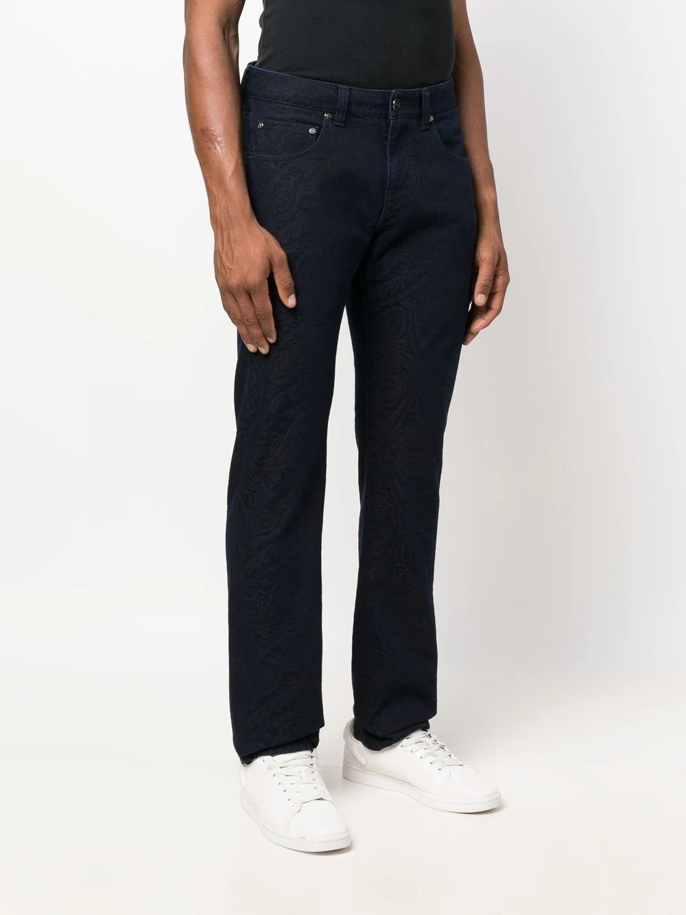 paisley-jacquard straight jeans - 3