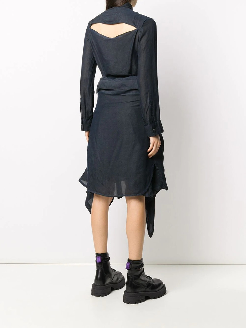 pleated detail denim dress 4