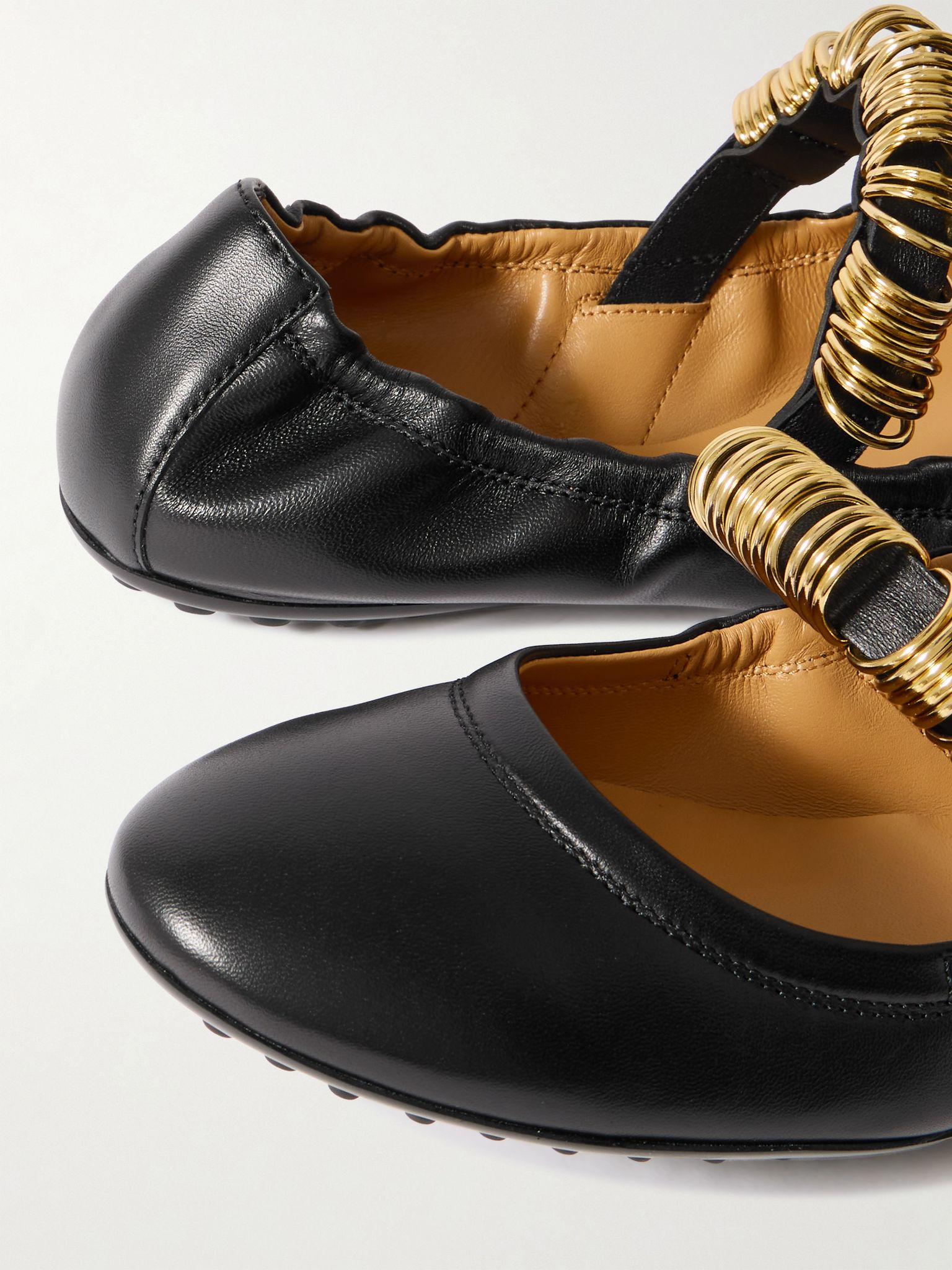 Embellished leather ballet flats Black - 4