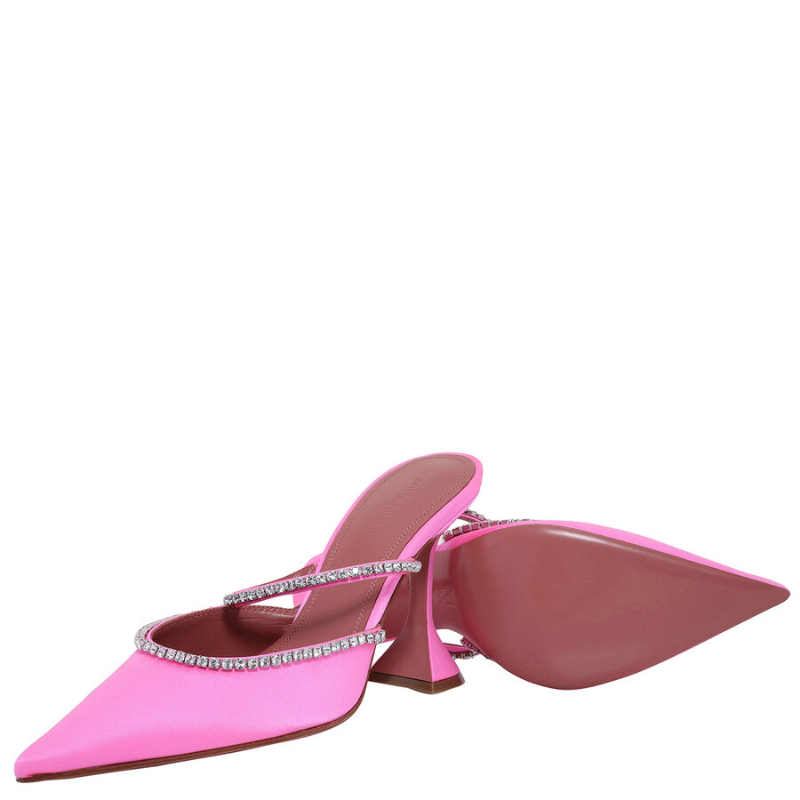 Amina Muaddi Gilda Pointed-Toe Satin Mules - 2