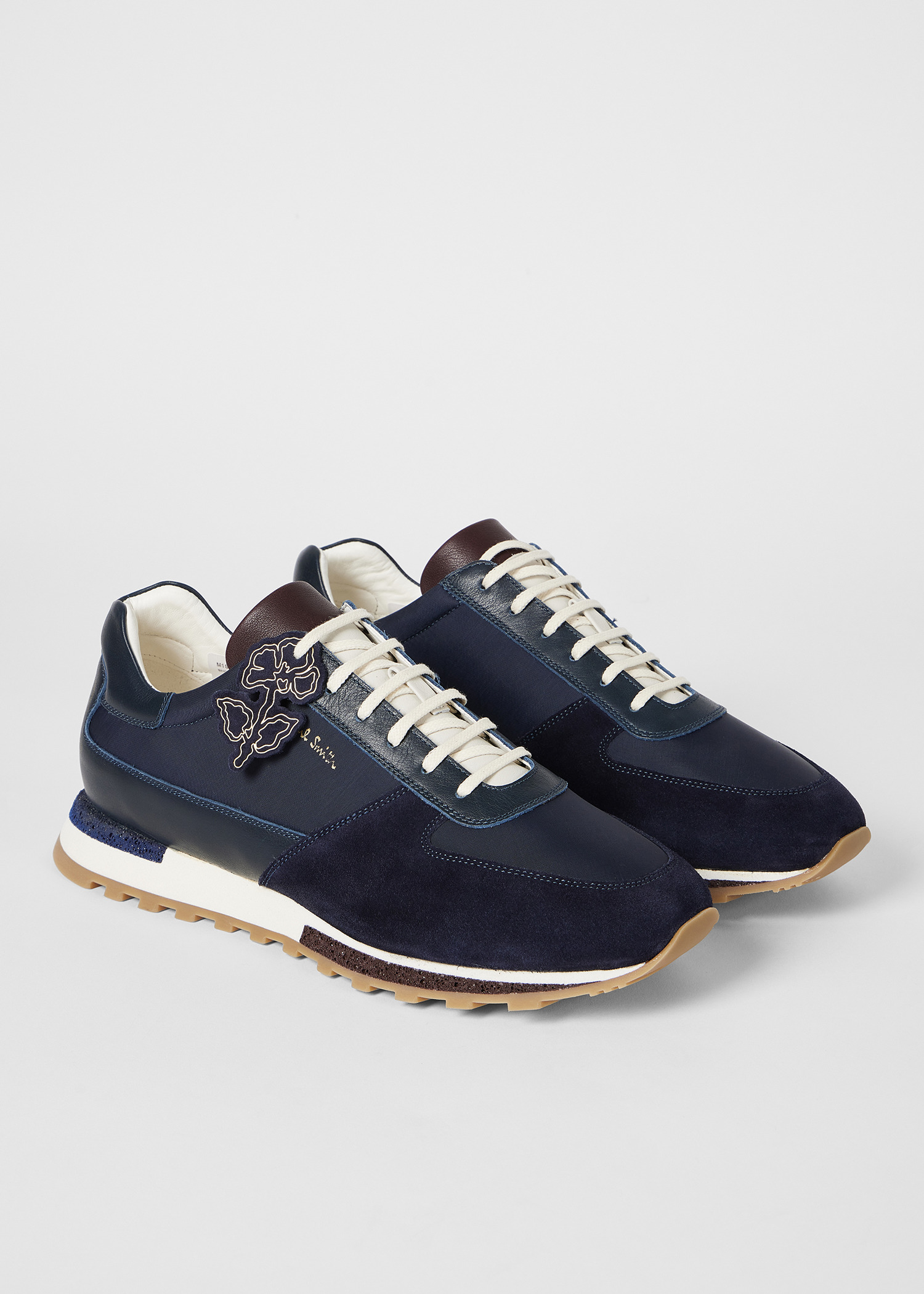 Navy Blue 'Velo' Mixed Retro Trainers - 5