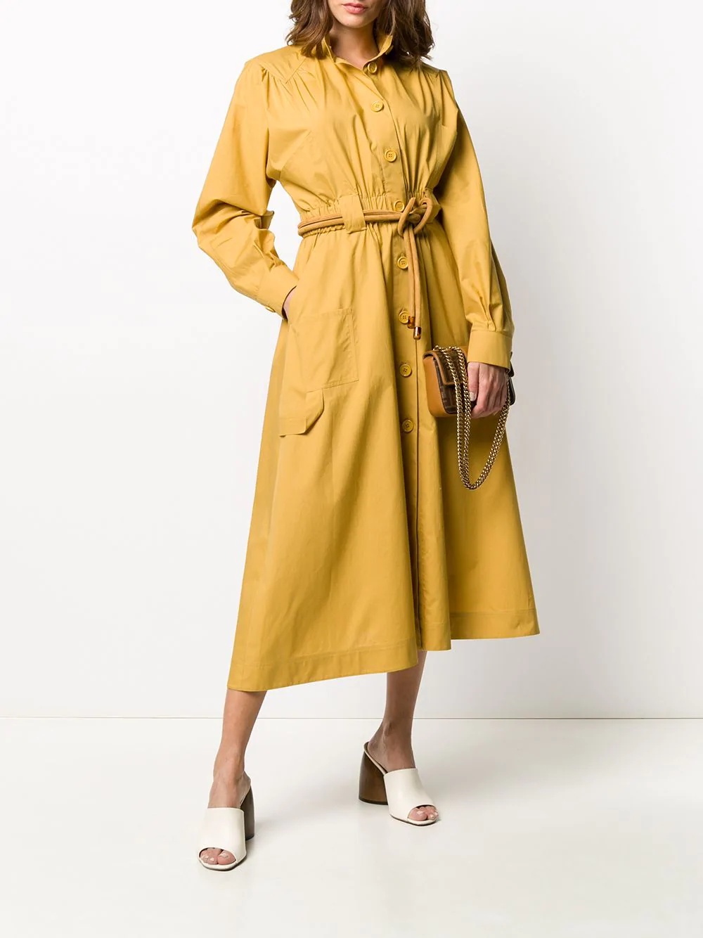 belted midi shirt dress - 2