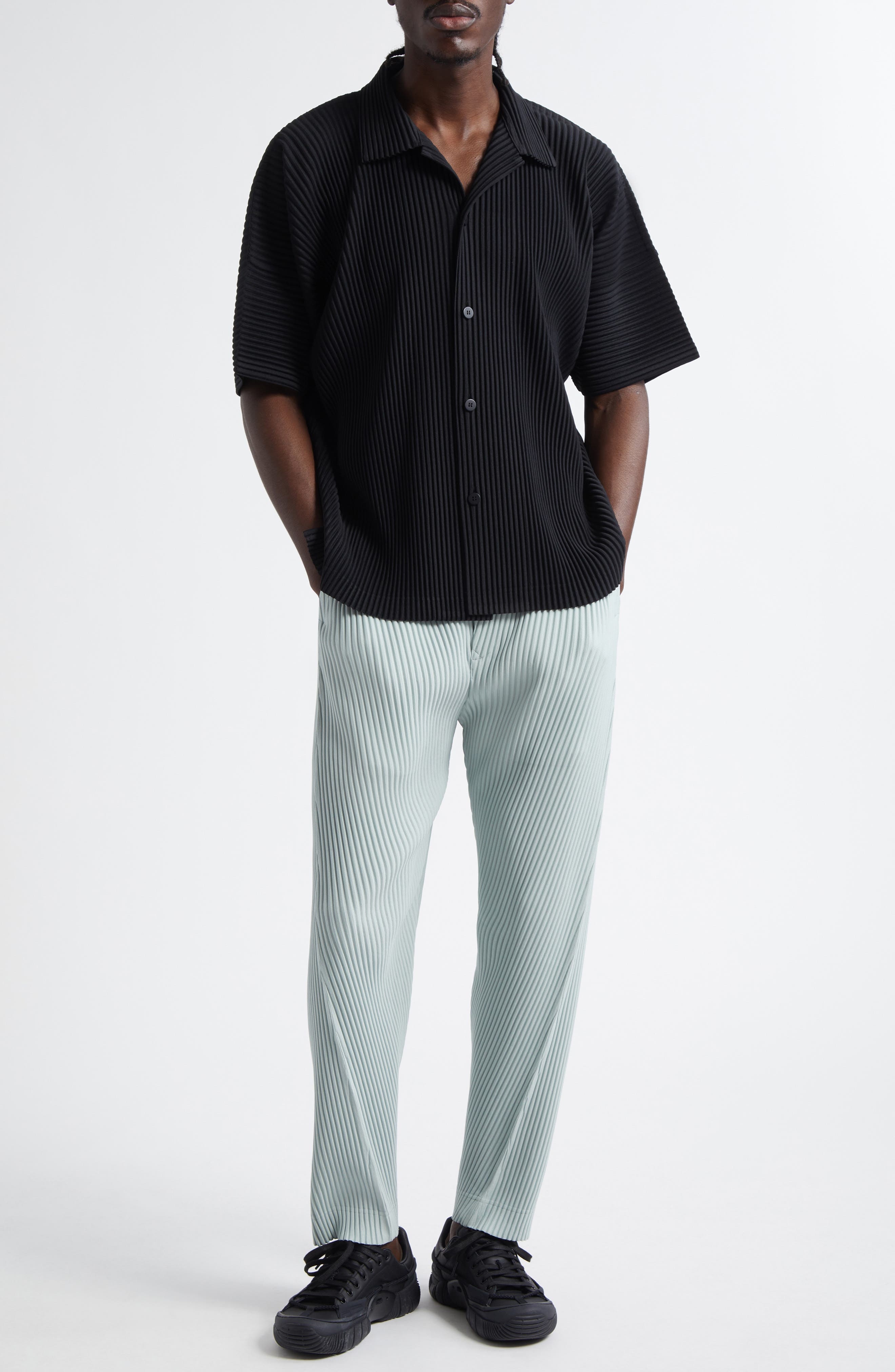 Homme Plissé Issey Miyake Monthly Colors April Camp Shirt in Black at Nordstrom - 2
