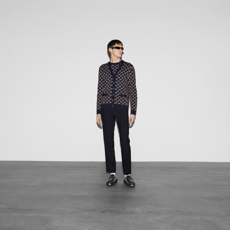 GUCCI Wool jacquard cardigan with GG Shadow outlook