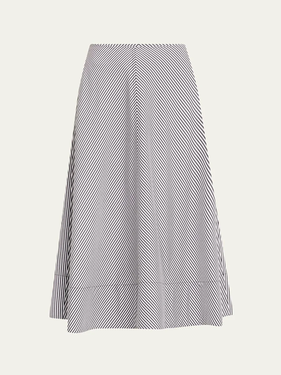 Knox Striped Low-Slung Midi Circle Skirt - 1