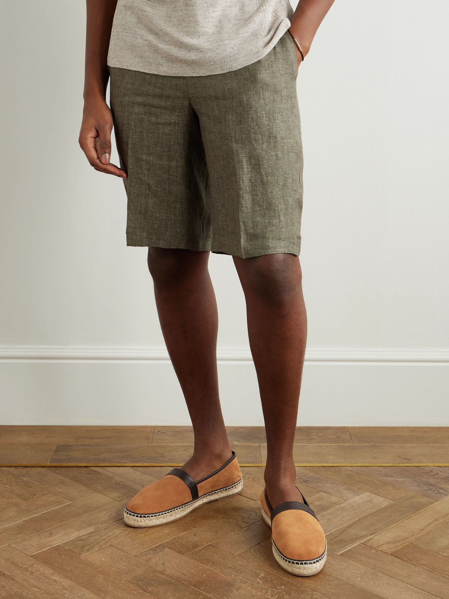 Nerano Leather-Trimmed Suede Espadrilles Orange - 2