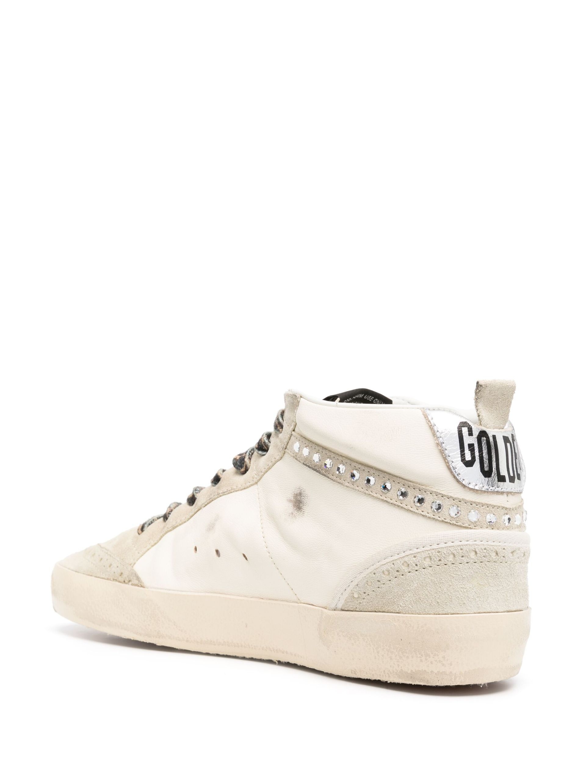 Neutral Mid Star Crystal Embellished Sneakers - 3