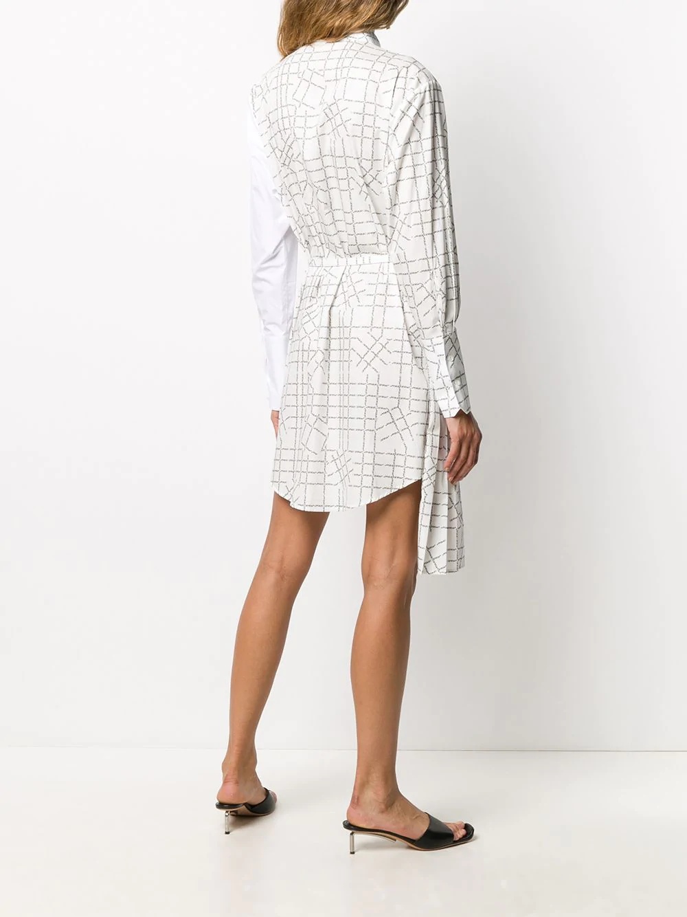 panelled logo-grid shirt dress - 4