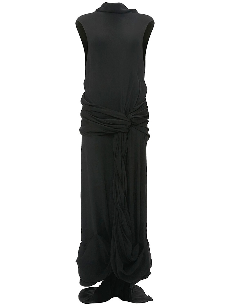 Twisted drape sheer long dress - 1