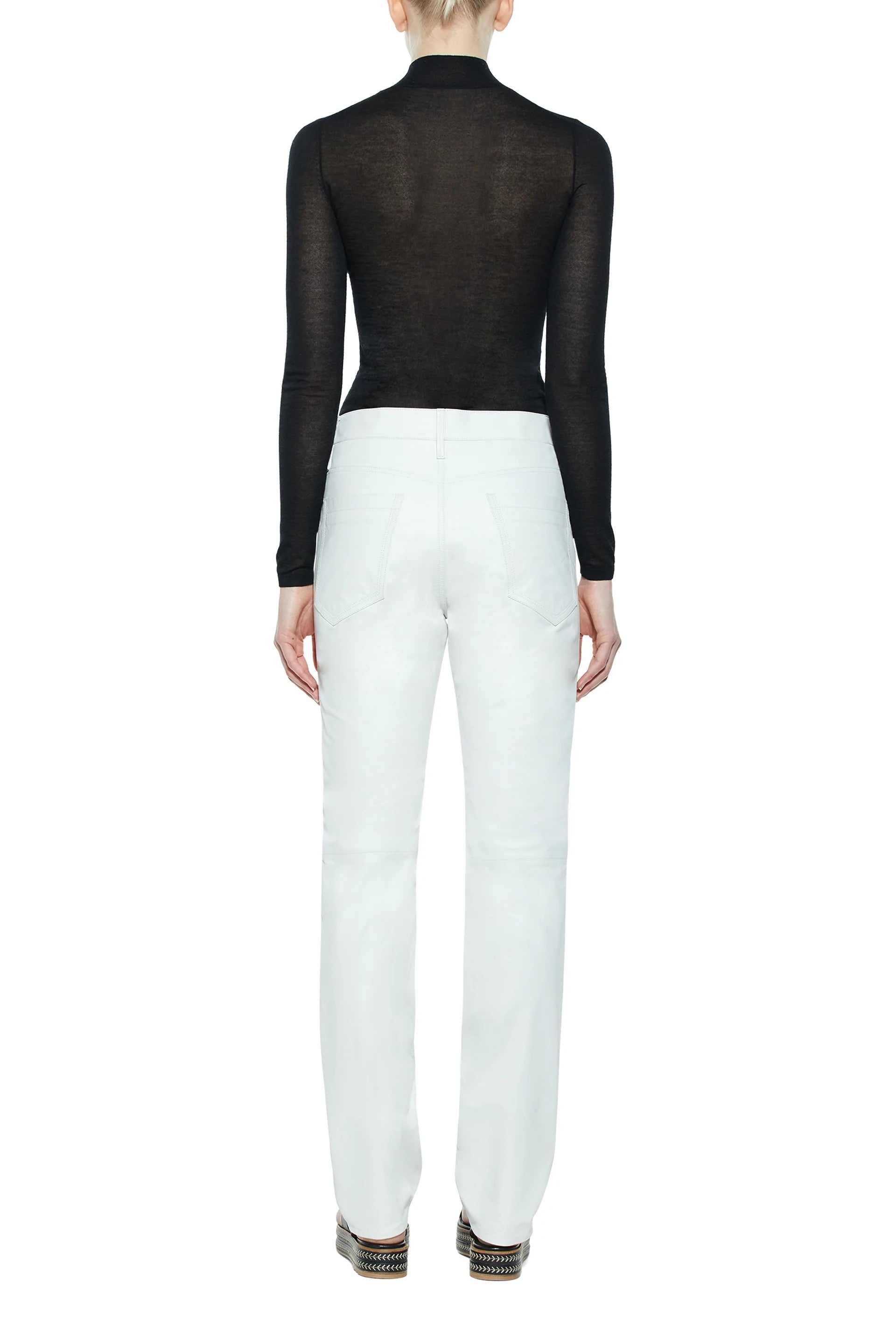 Charles Pant in White Leather - 4