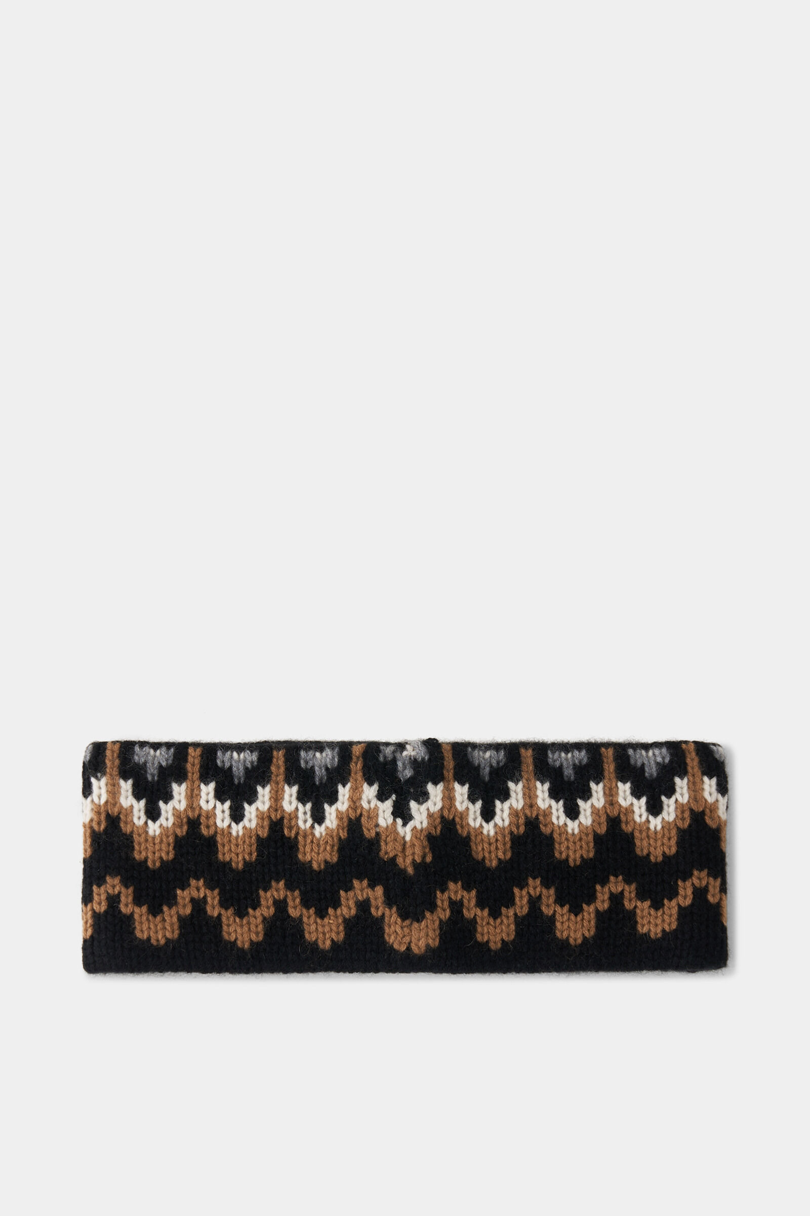 Loca cashmere headband in Black/Camel - 2