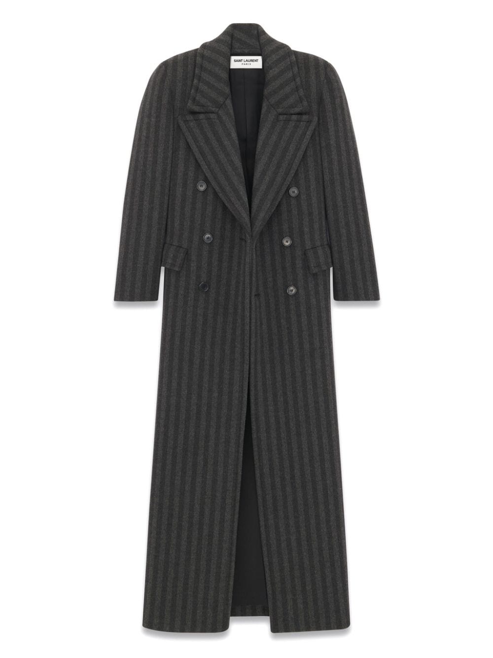 striped virgin wool double-breasted coat - 3
