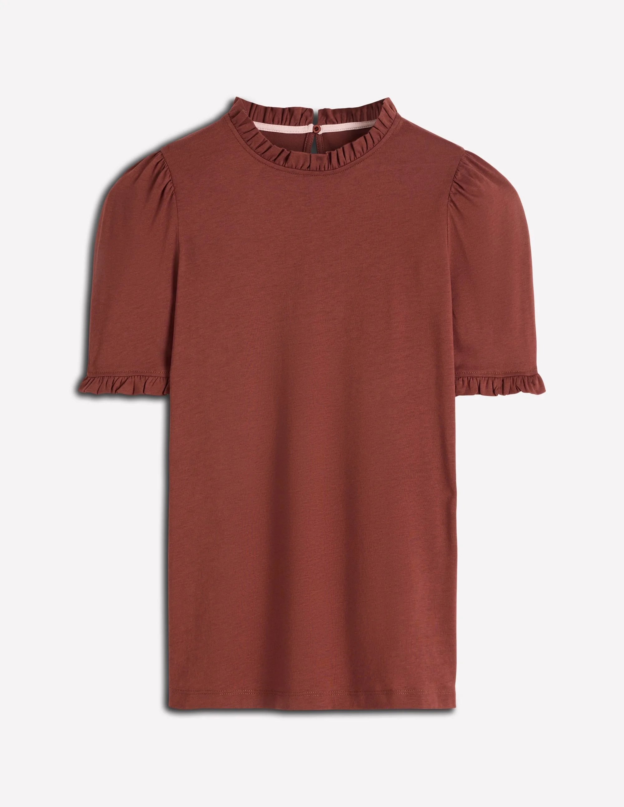 Supersoft Frill Detail T-shirt-Roasted Brown - 1