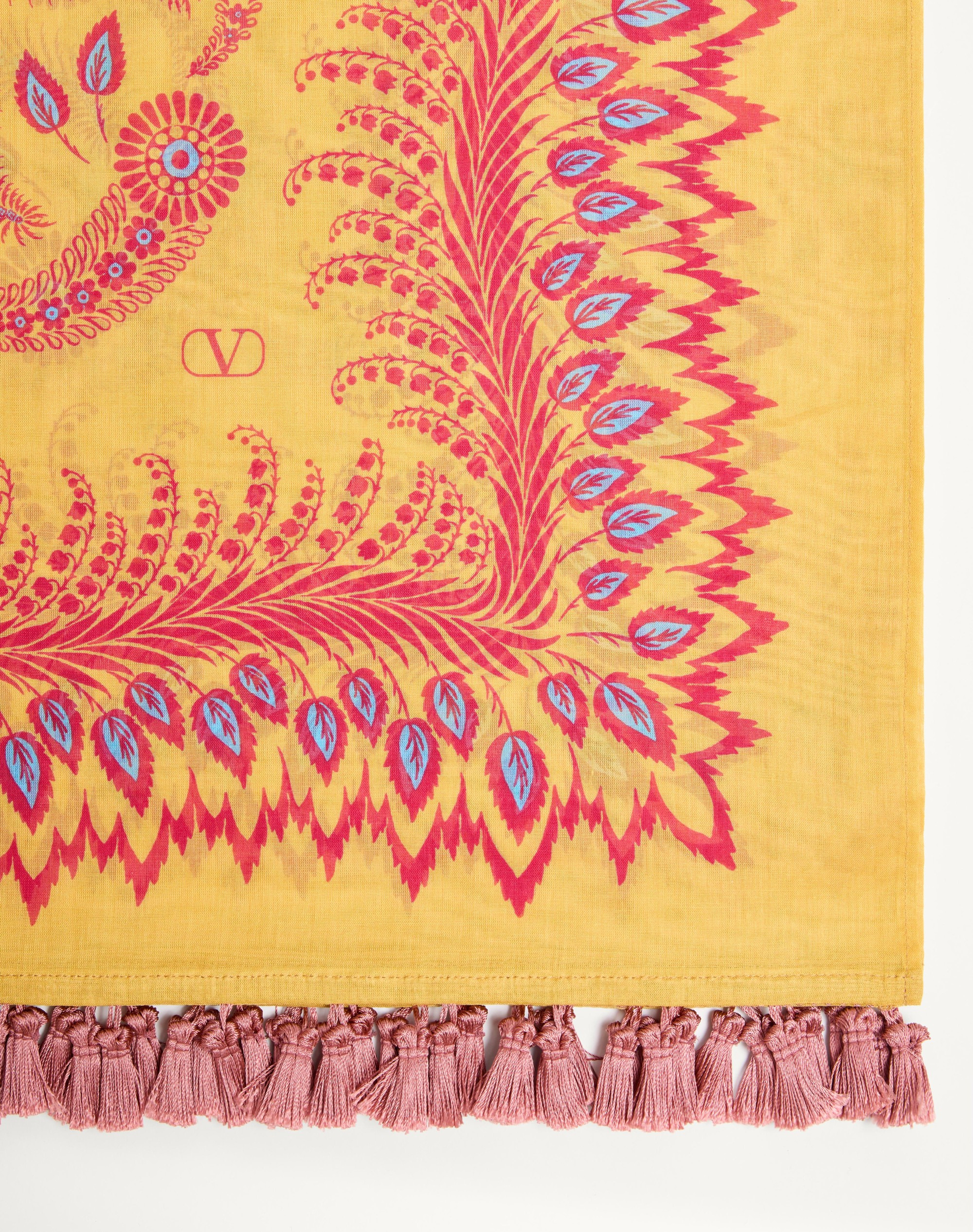 ESCAPE PAREO IN COTTON AND SILK WITH DEGRADÉ FEATHER PRINT - 3