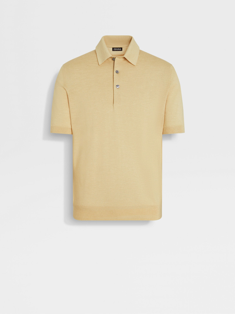 PASTEL YELLOW MÉLANGE SILK CASHMERE AND LINEN POLO SHIRT 1