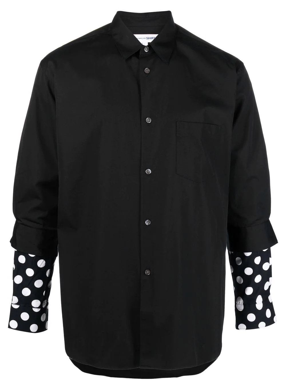 polka-dot print sleeve shirt - 1