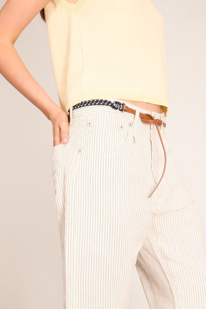 Plan C Leather and Rope Belt in Blue White outlook