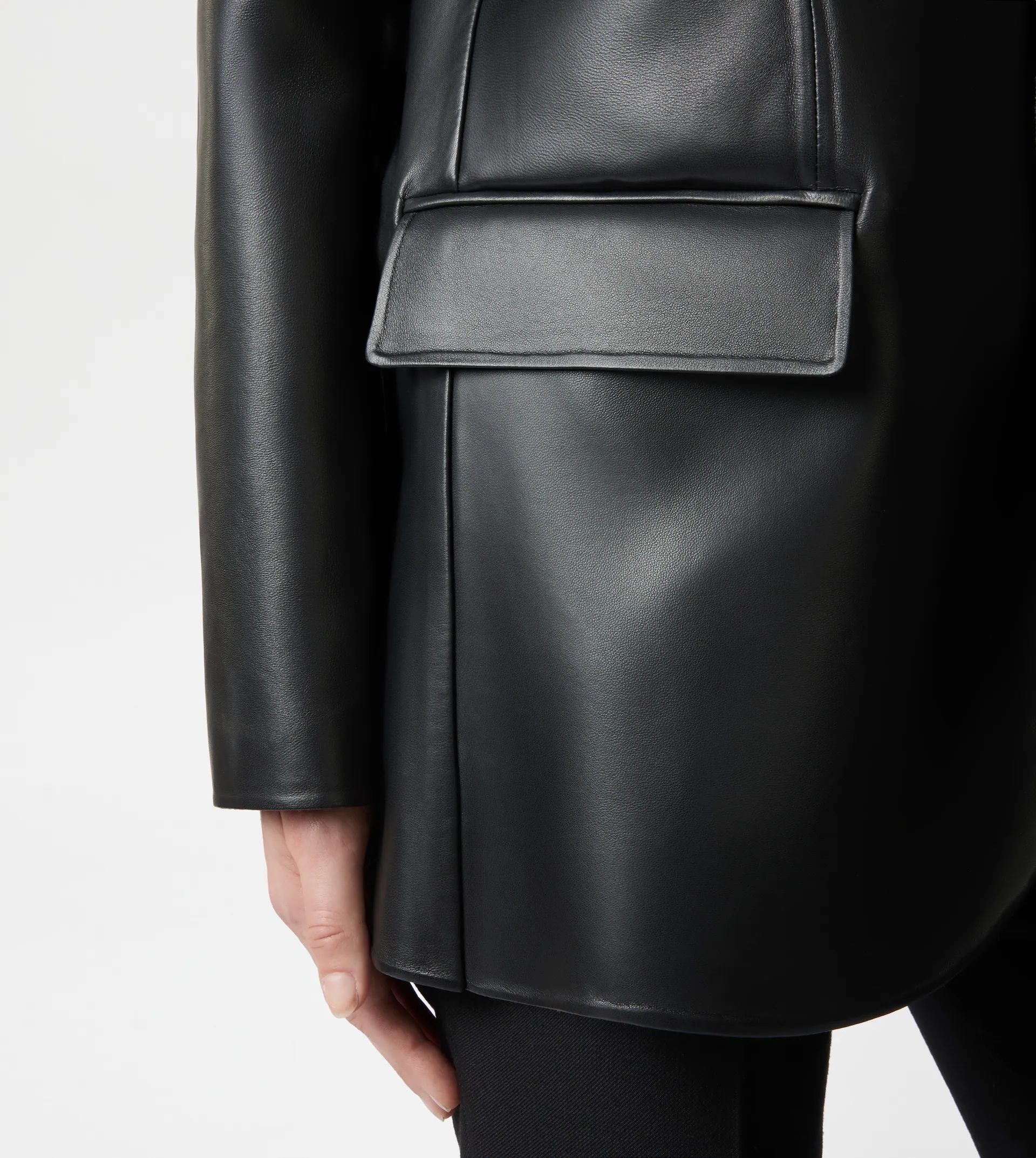 BLAZER IN NAPPA LEATHER - BLACK - 5
