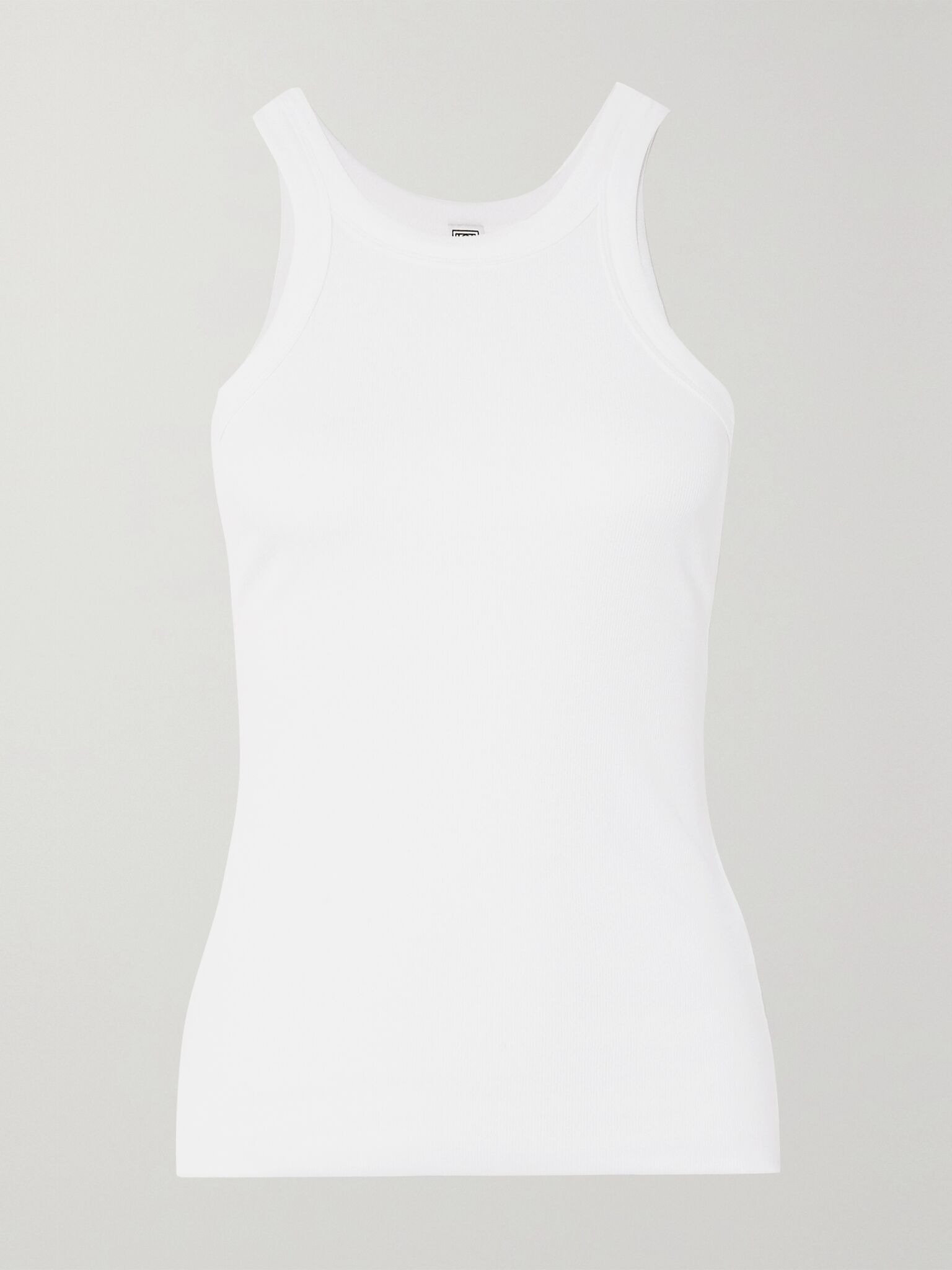 + NET SUSTAIN Curved ribbed stretch organic cotton-jersey tank White - 1