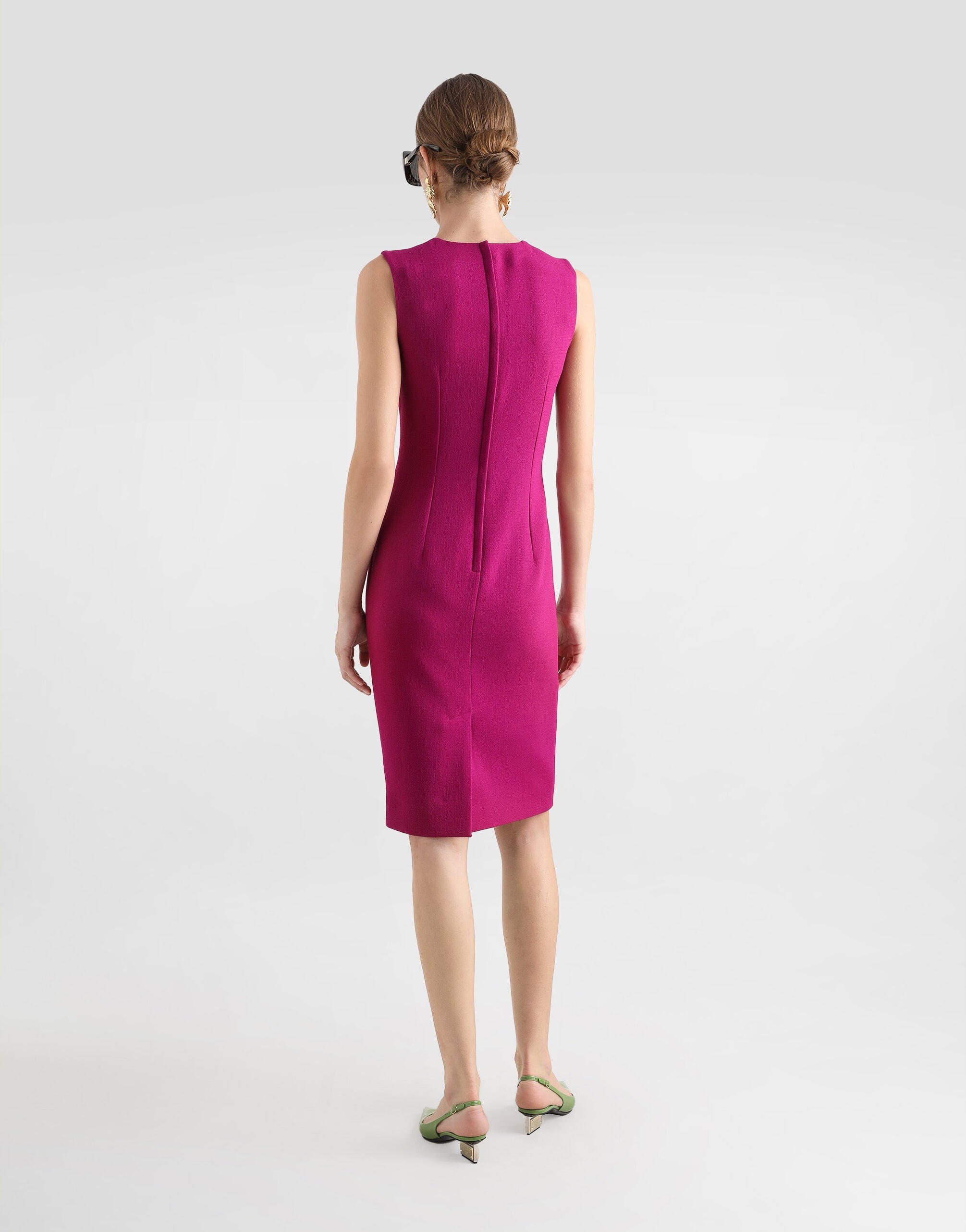 Wool crepe calf-length sheath dress - 3
