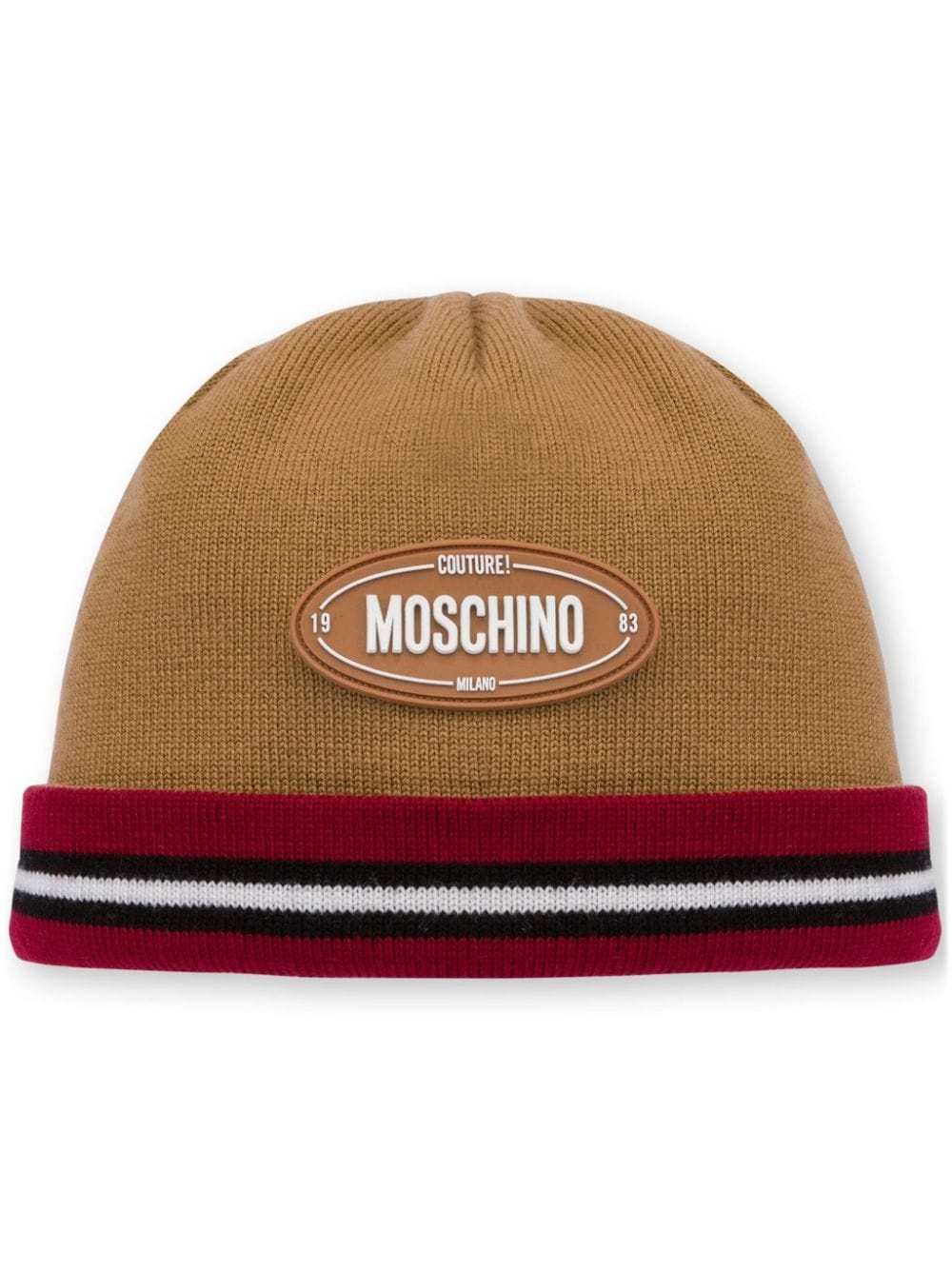 logo-appliquÃ© virgin wool beanie - 1