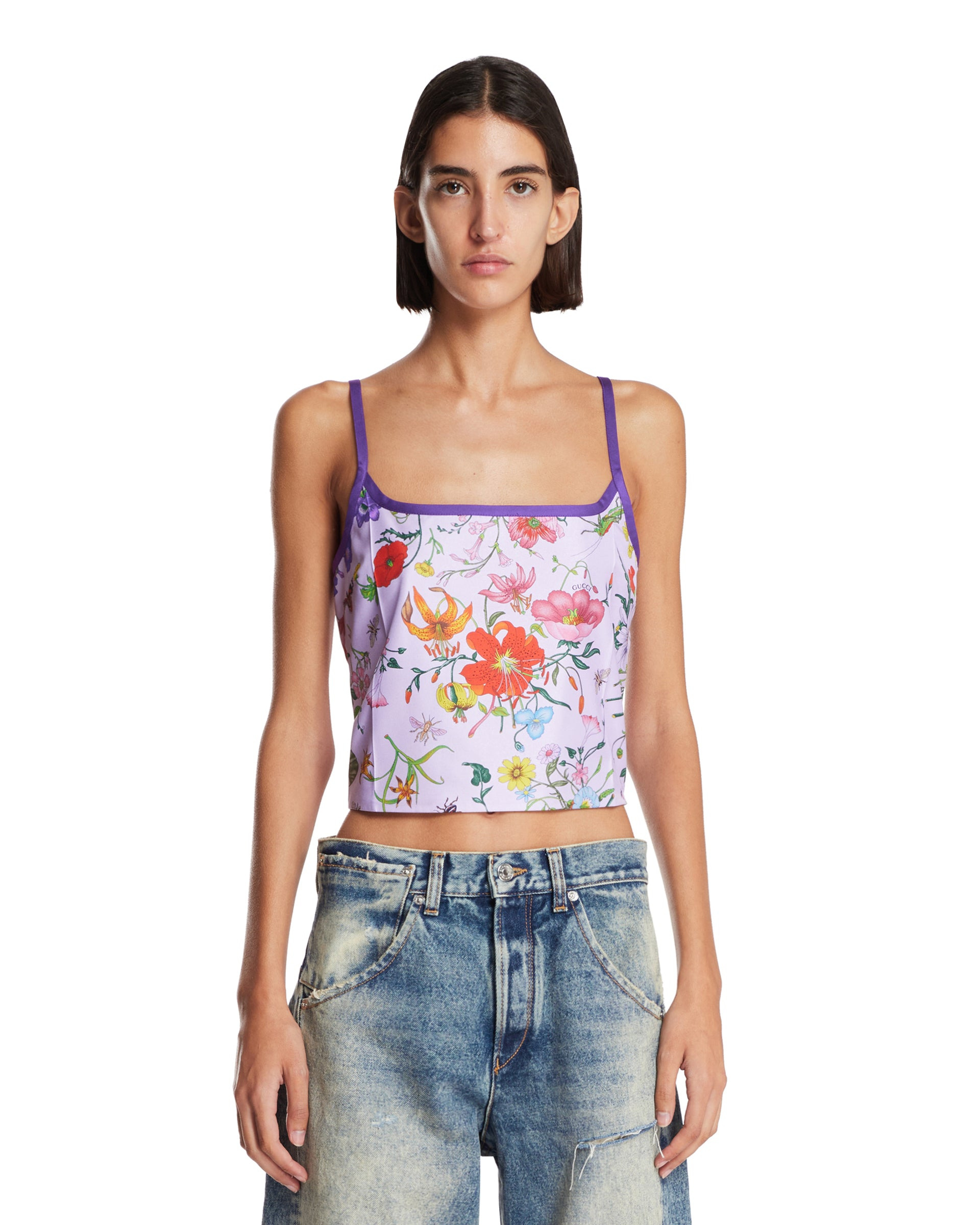 Purple Printed Silk Top - 1