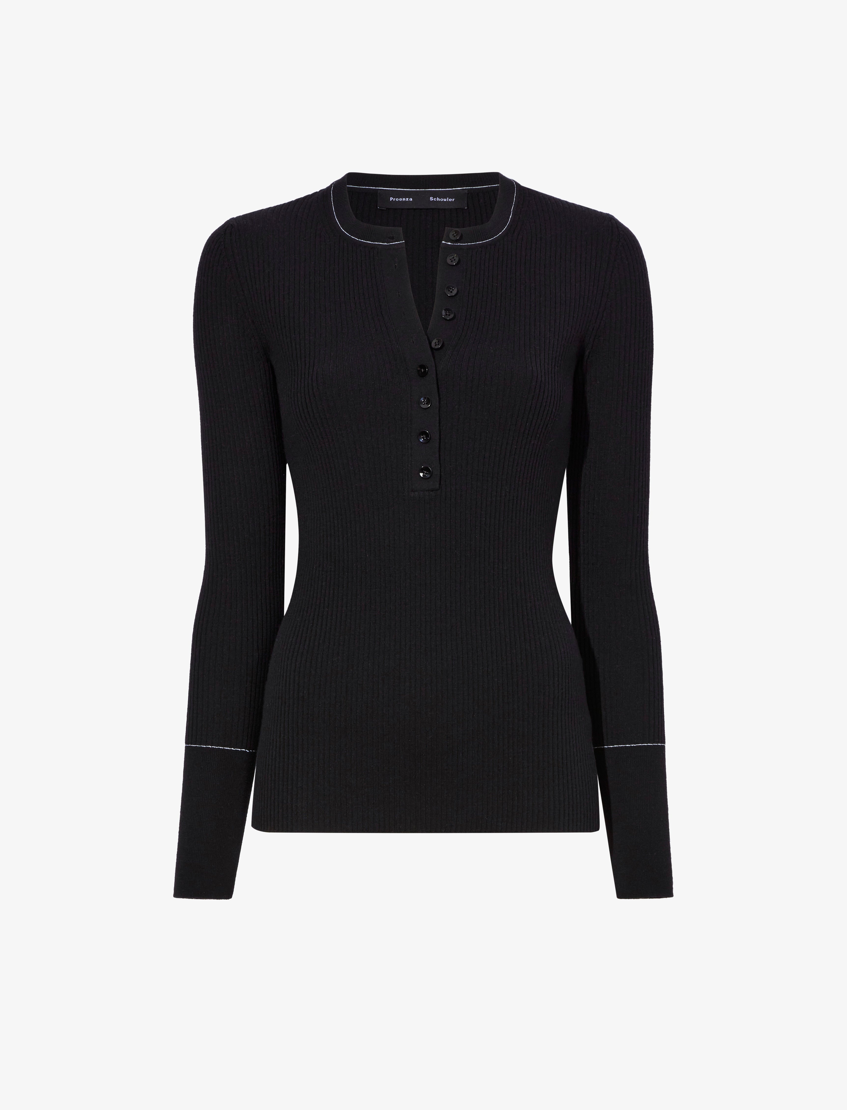 Agnes Henley Sweater in Superfine Wool Merino - 1