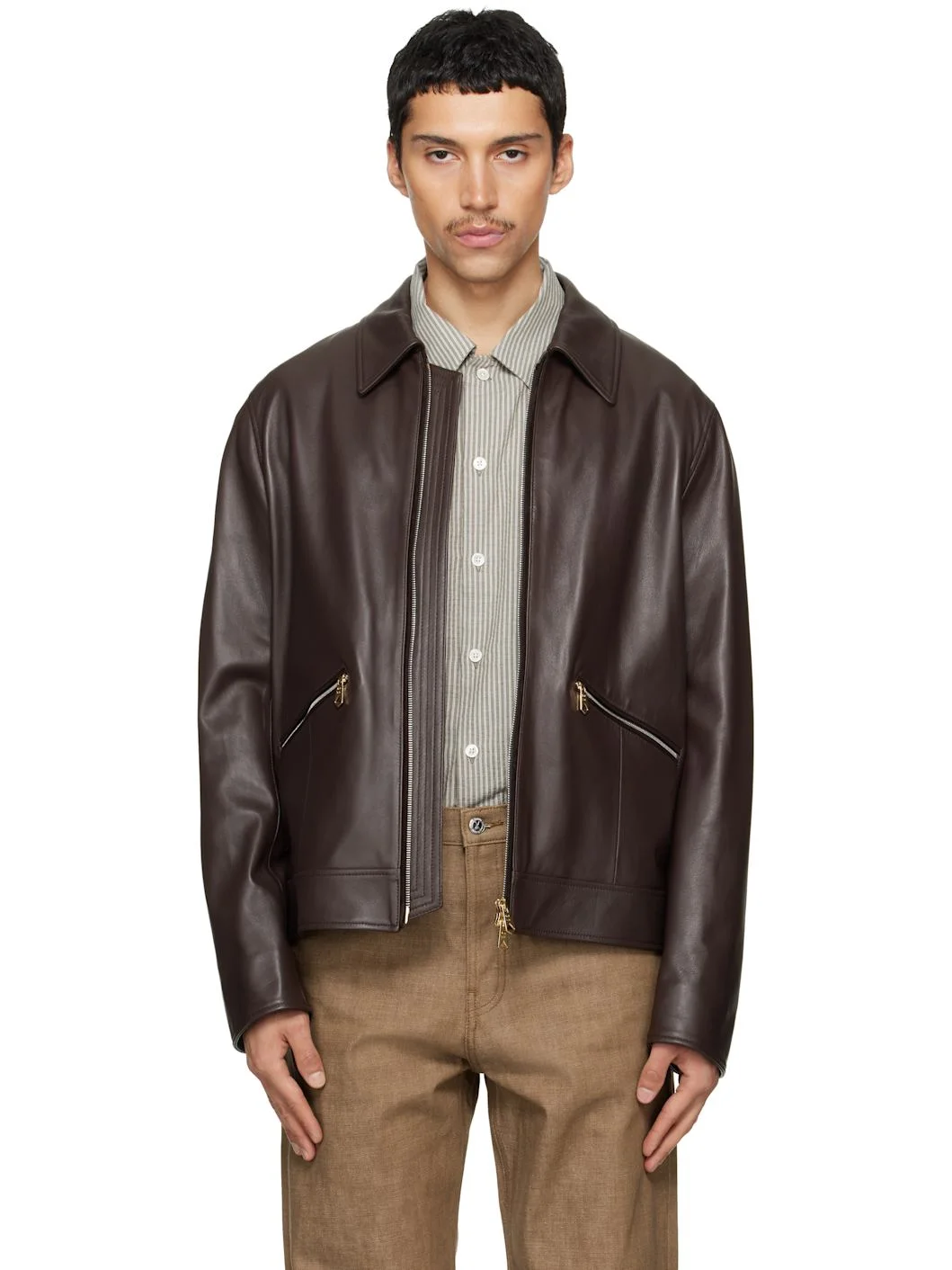 Brown Nappa Leather Jacket - 1