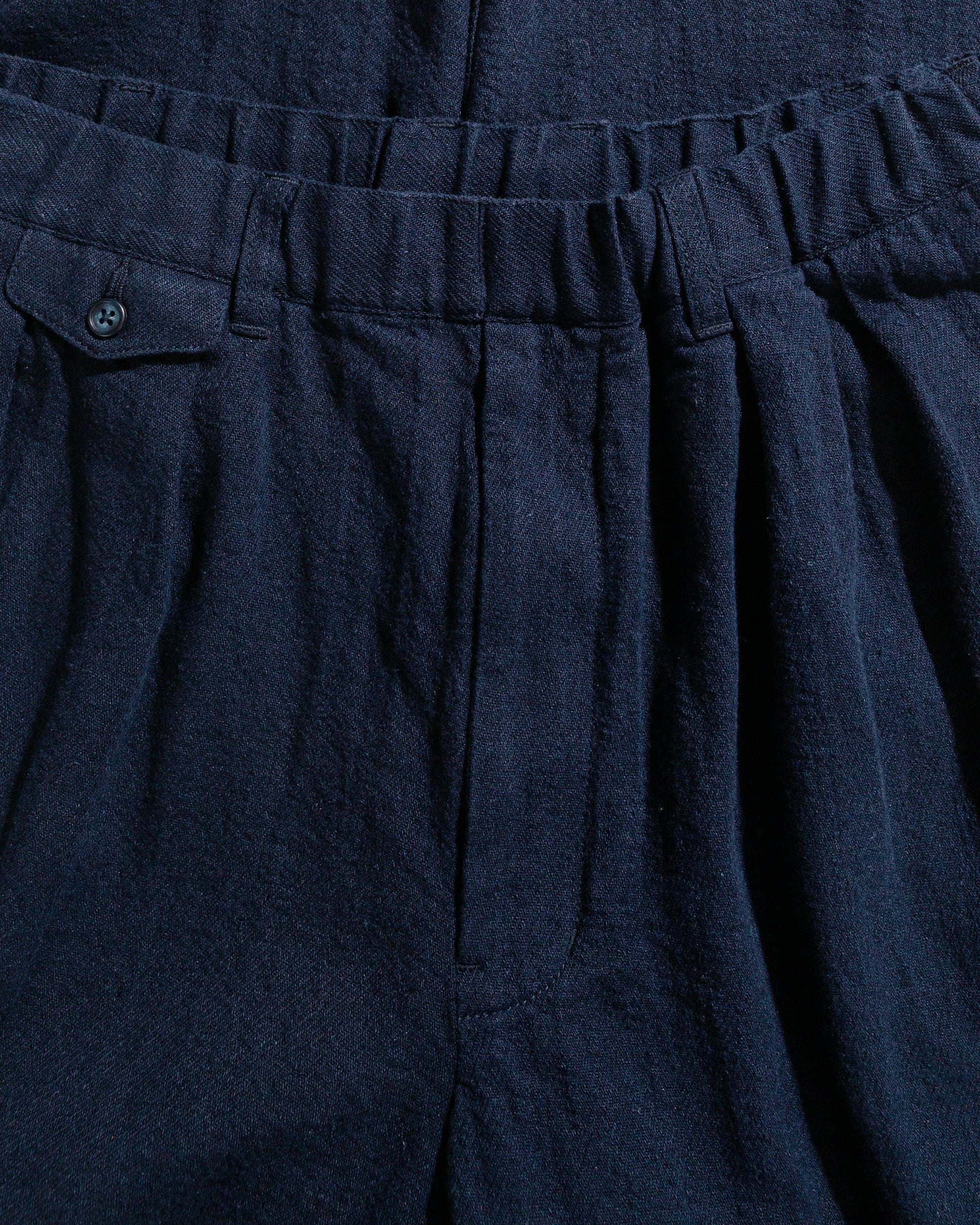 2Pleats Relax Trousers Linen Cotton Navy - 5