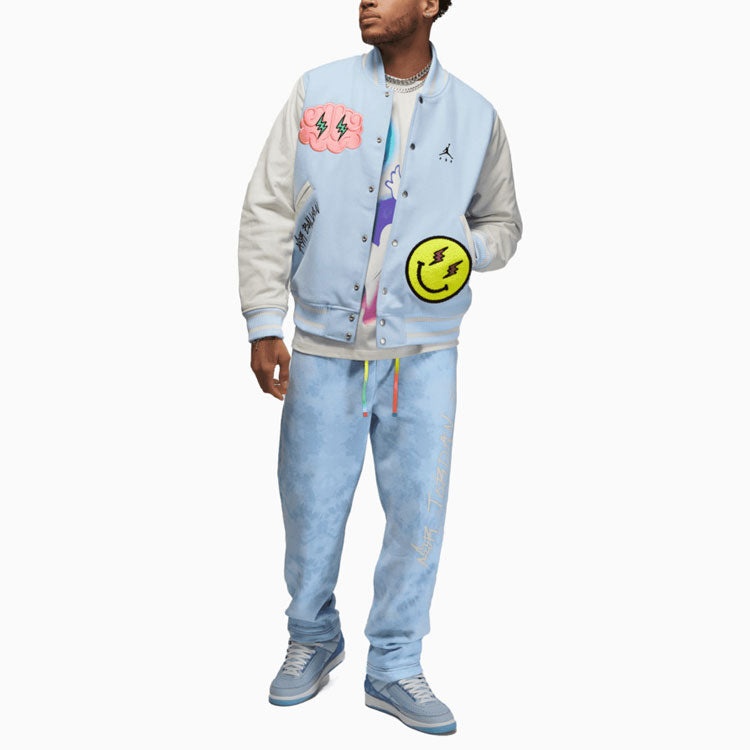 Air Jordan x J Balvin Varsity Jacket 'White Blue' DX1734-441 - 3