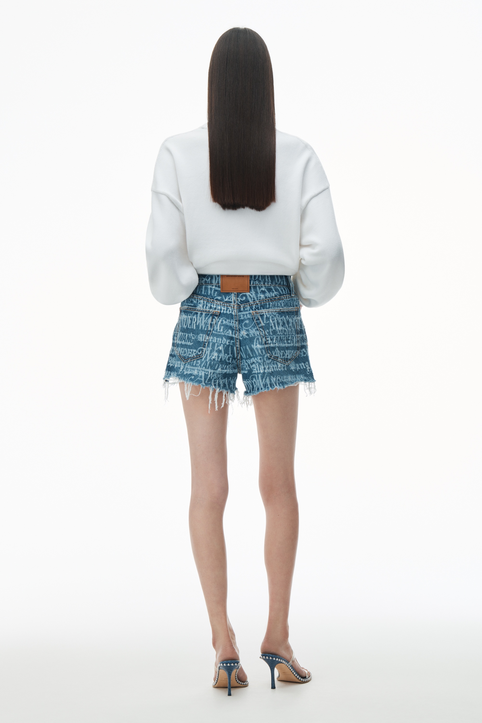 Bite High Waist Logo Denim Shorts in Cotton - 4