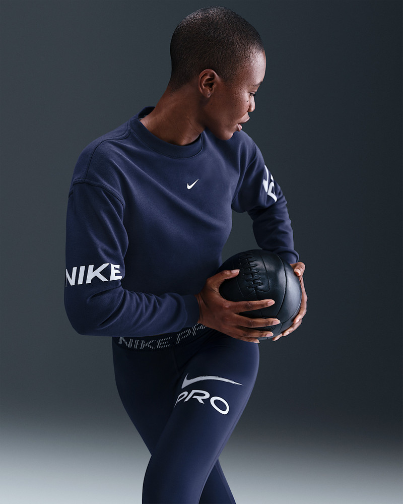 Nike Pro Women's Dri-FIT Loose Crew-Neck French Terry Sweatshirt 3