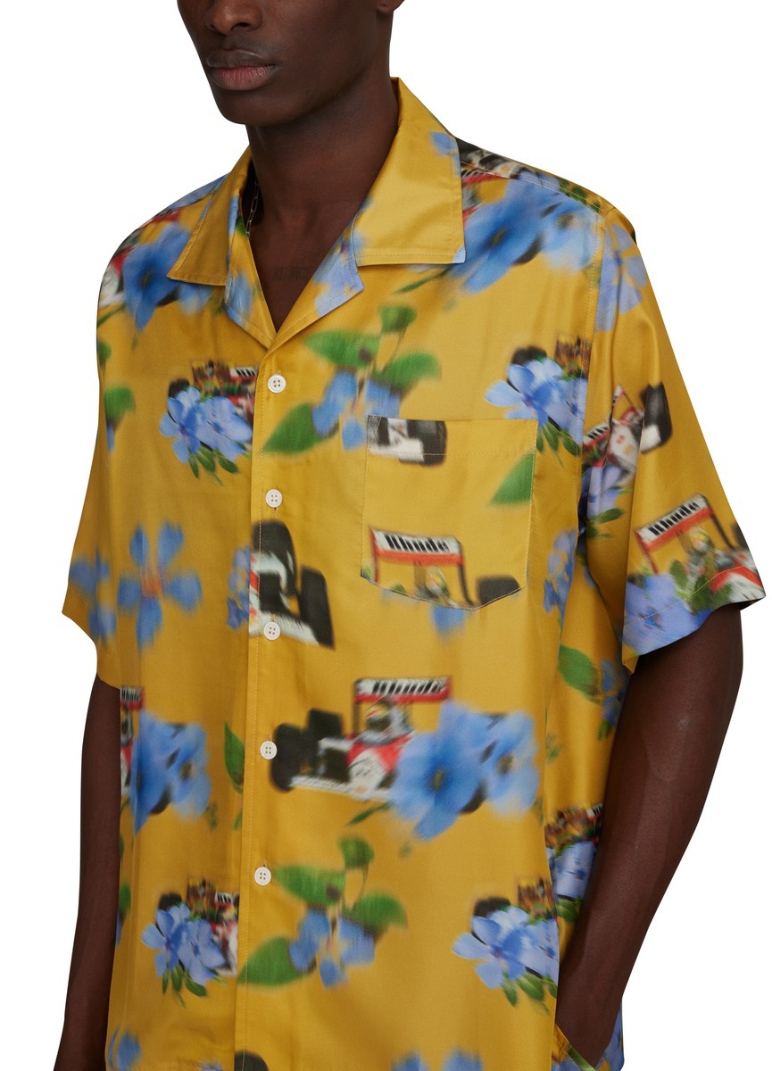 Yellow Loix silk short sleeve shirt - 4