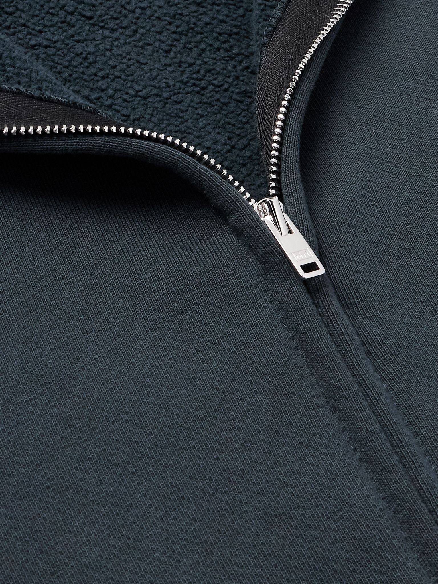 Garment-Dyed Fleece-Back Cotton-Jersey Zip-Up Hoodie Black - 4