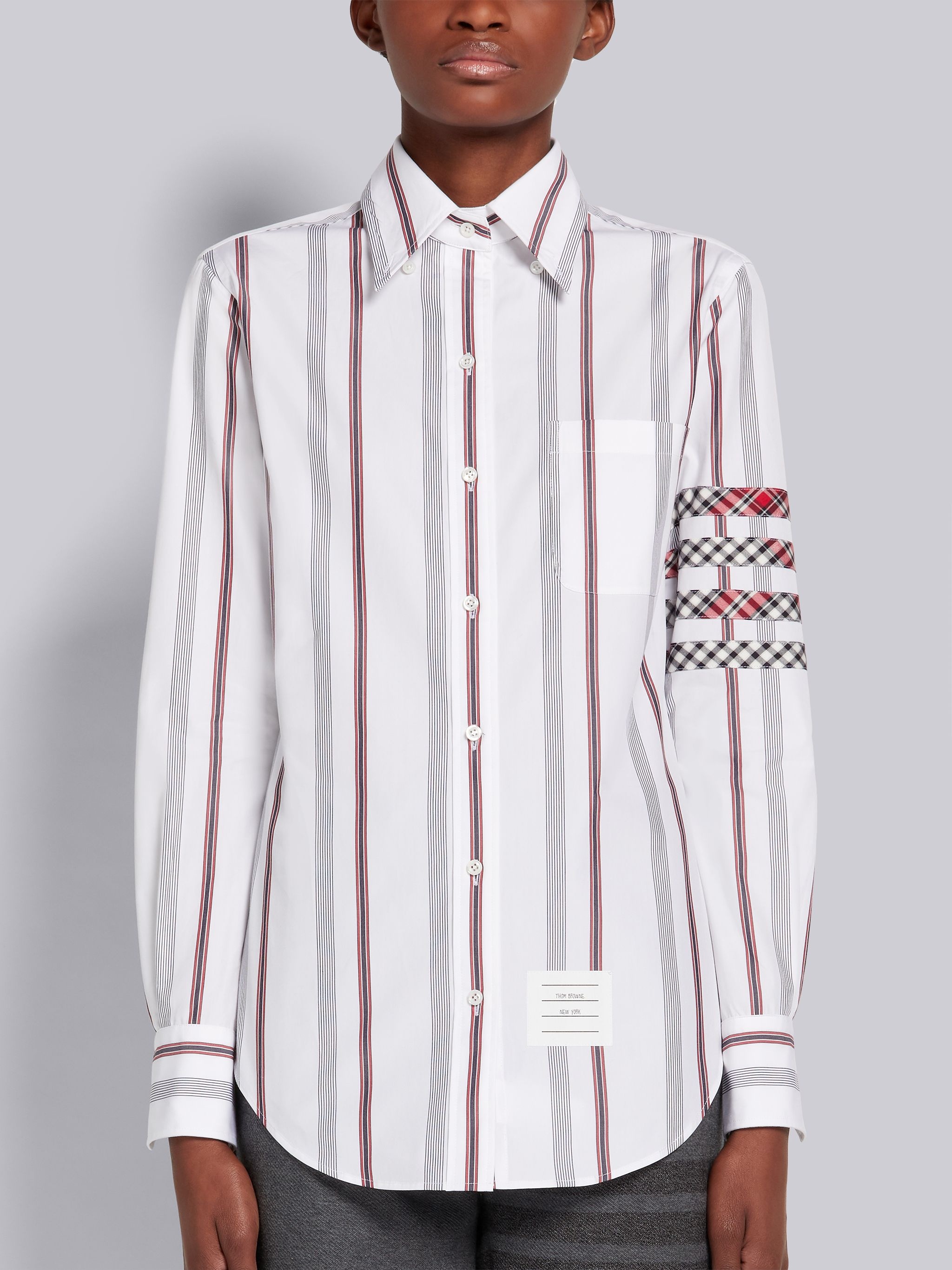 Multicolor Hairline Stripe Poplin 4-Bar Long-sleeved Classic Button Down Shirt - 3