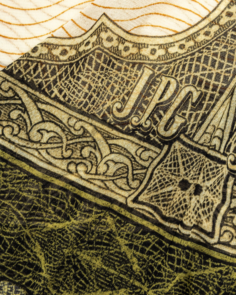 Jean Paul Gaultier – Long-Sleeve Mesh Top Printed Cartouche Green/Ecru/Black/Orange 7
