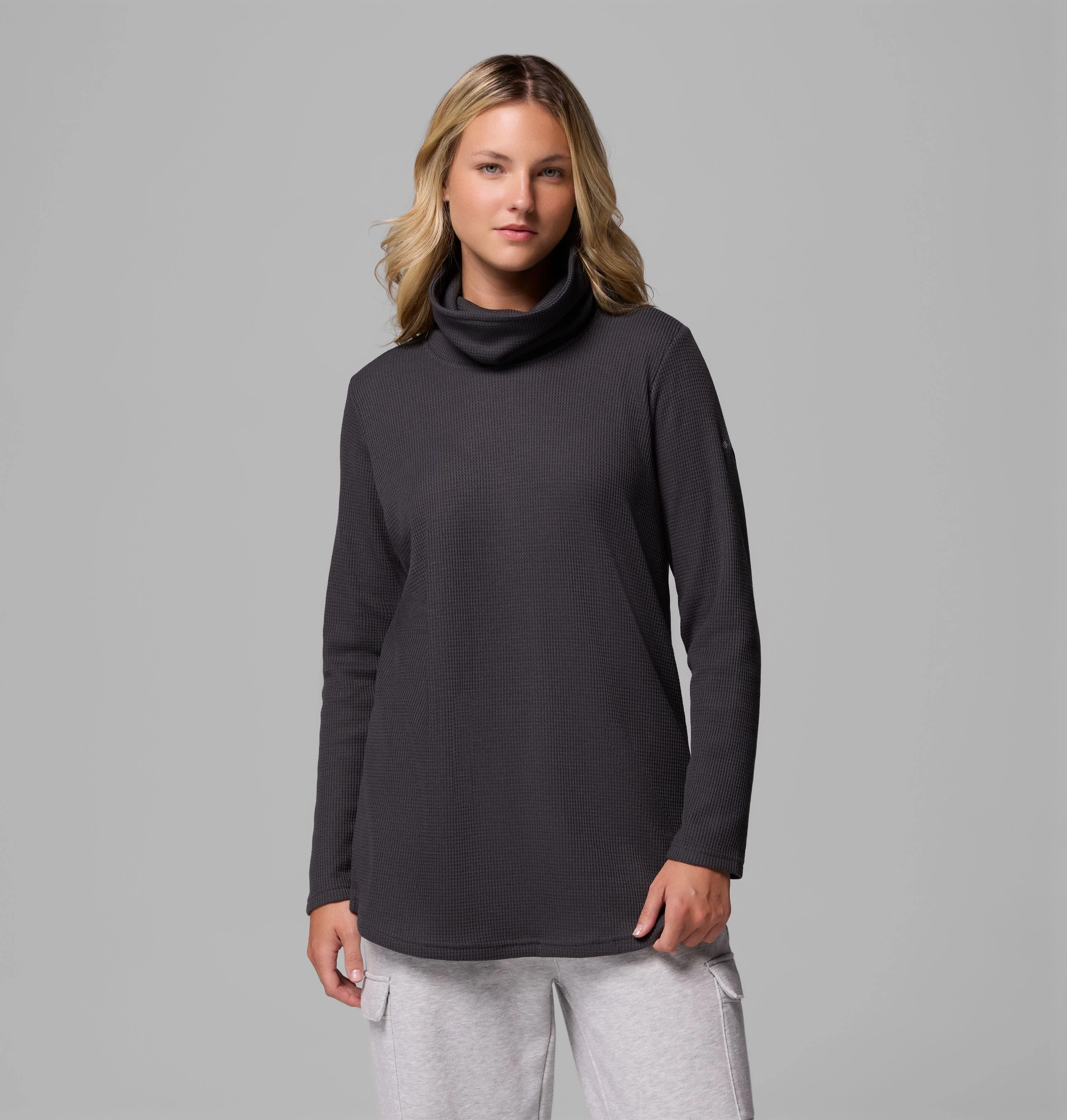 Women's Holly Hideaway Waffle Cowl Neck Pullover - 1