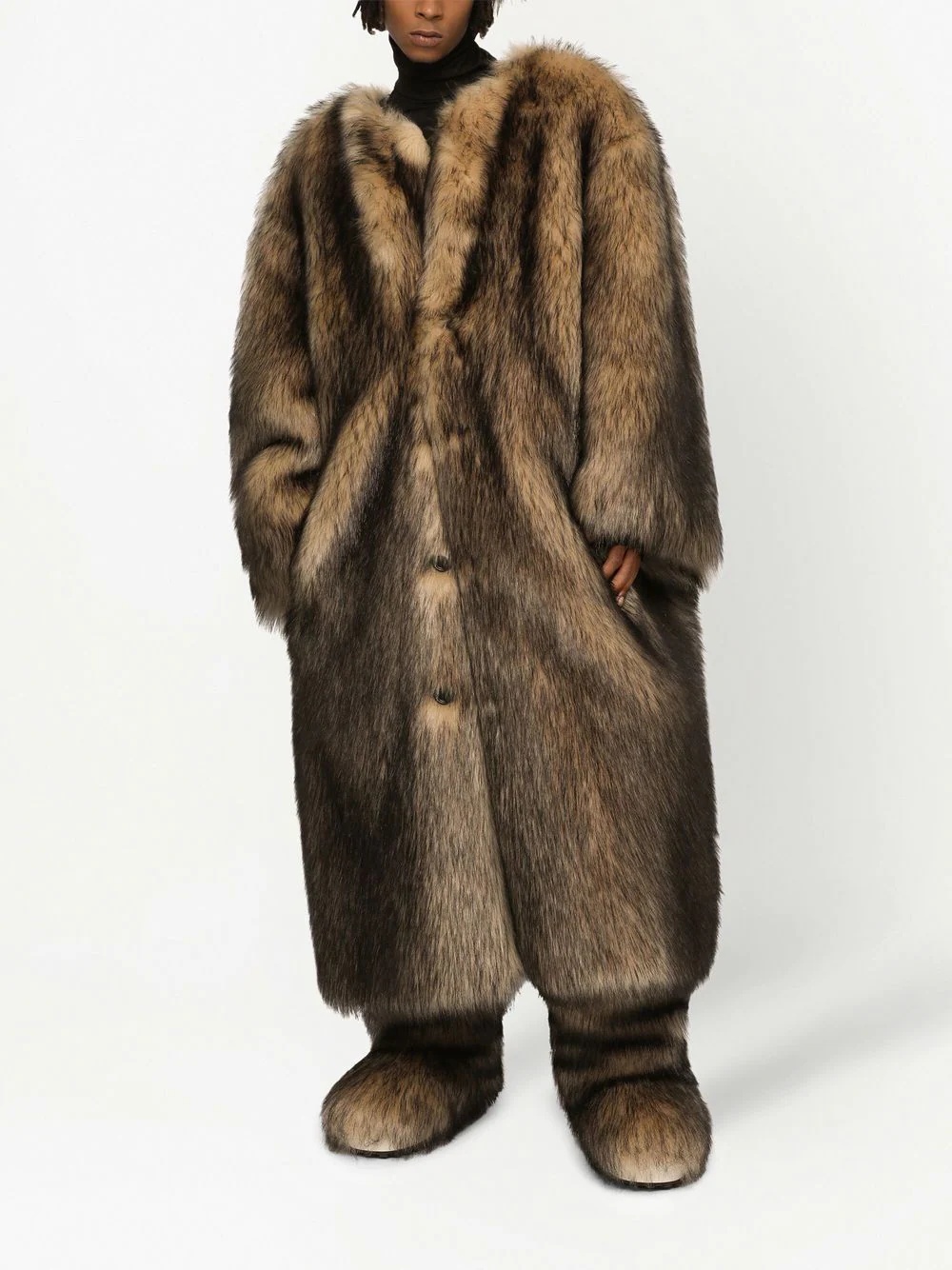 oversized faux-fur coat - 2