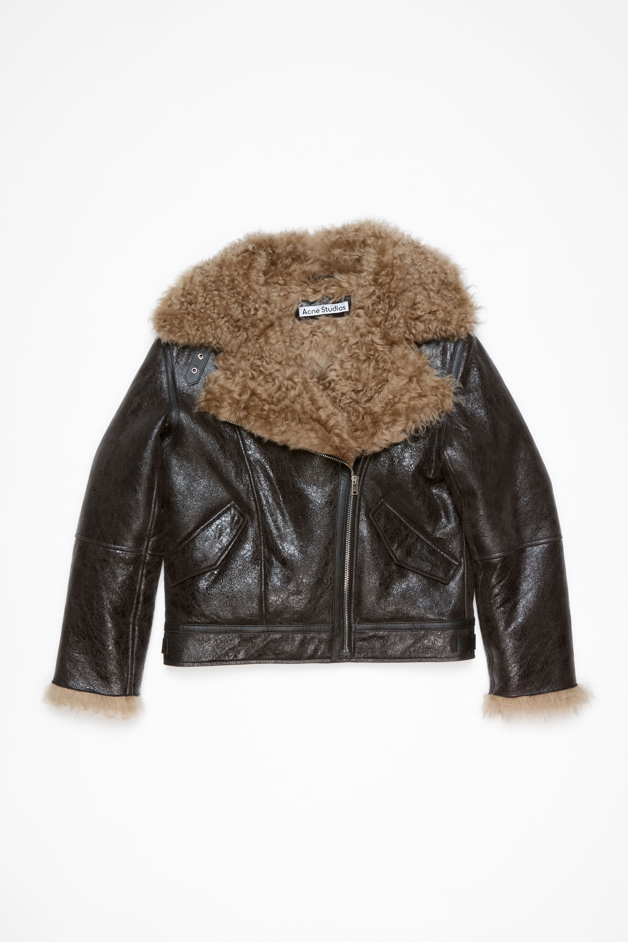 Leather shearling jacket - Dark grey - 7