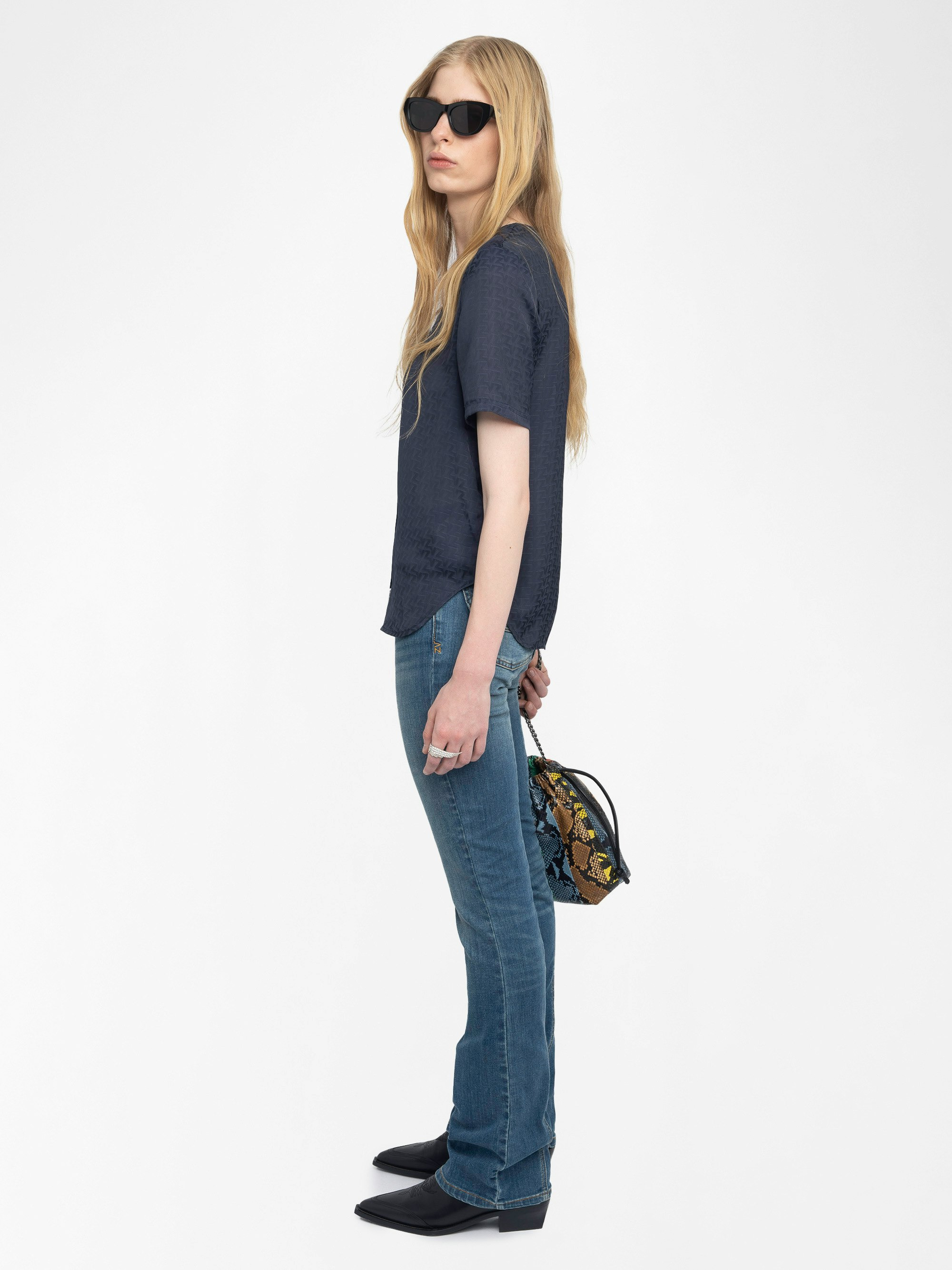 Terzo Satin V Neck Top - 5