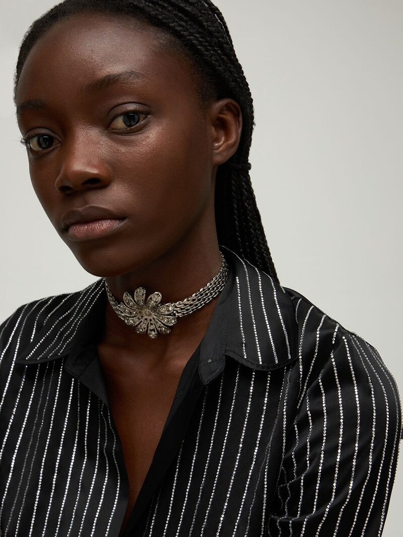Alessandra Rich CHAIN CHOKER W/ DAISY EMBELLISHMENT outlook