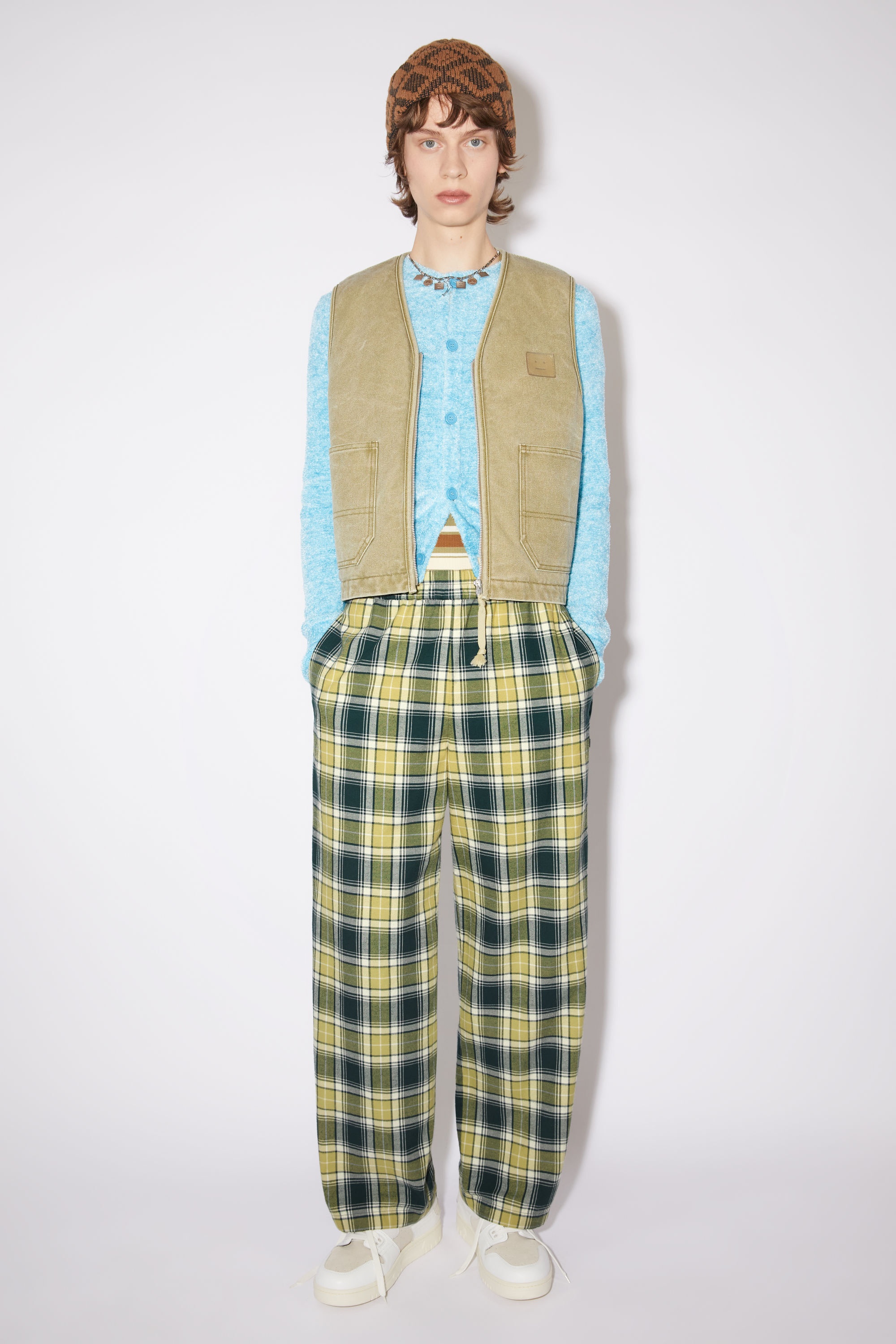 Flannel check trousers - Forest green/light green - 2