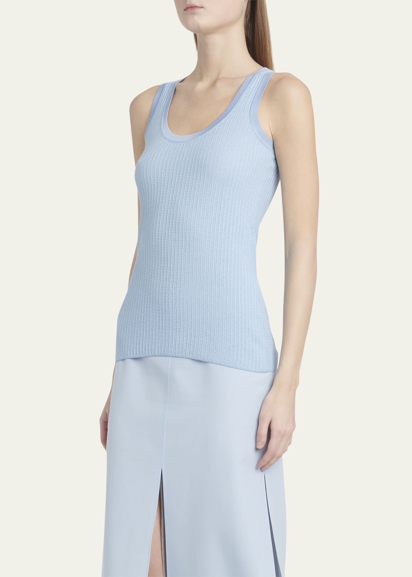 Cotton Silk Micro Jacquard Tank Top - 4
