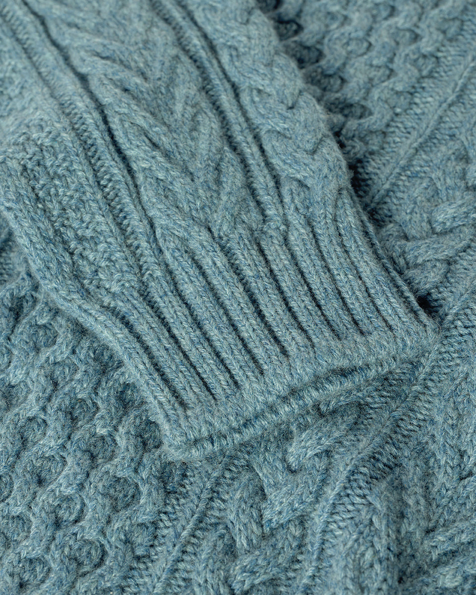 Aran Cable Green Cashmere Jumper - 6
