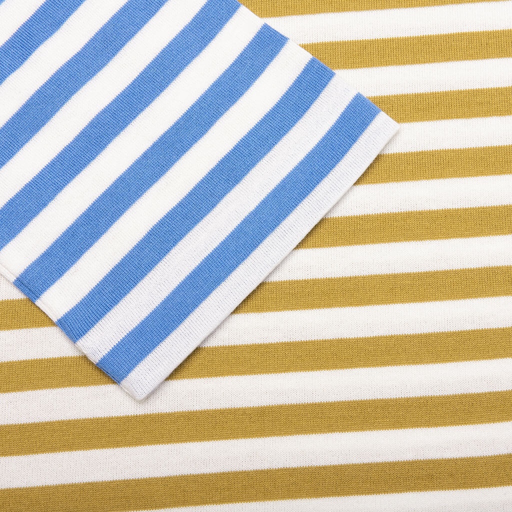 WOMEN'S BI-COLOR STRIPE T-SHIRT - OLIVE/BLUE - 3