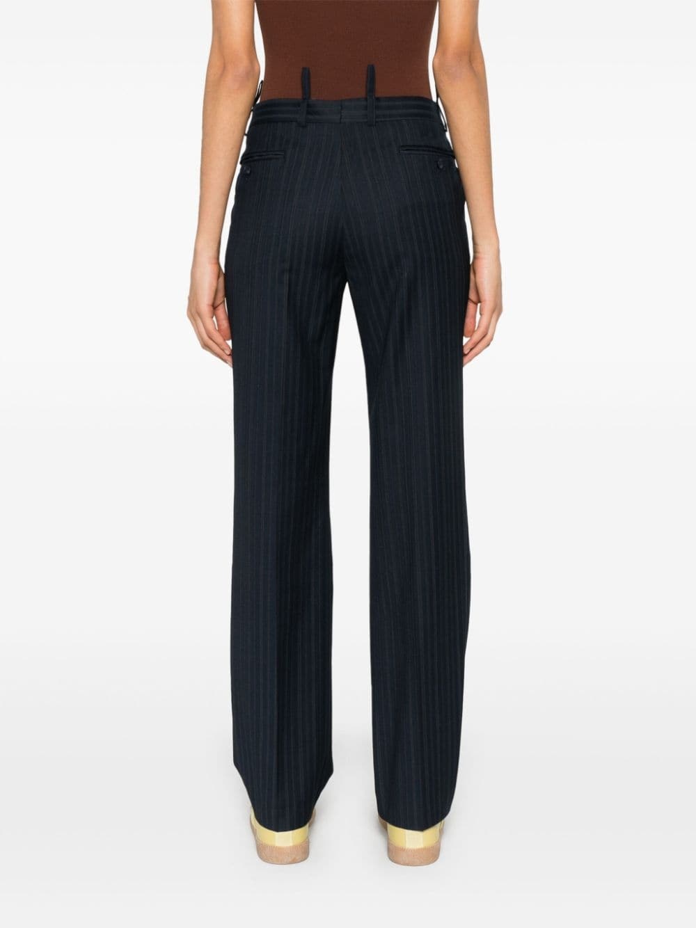 pinstriped tailored straight trousers - 4
