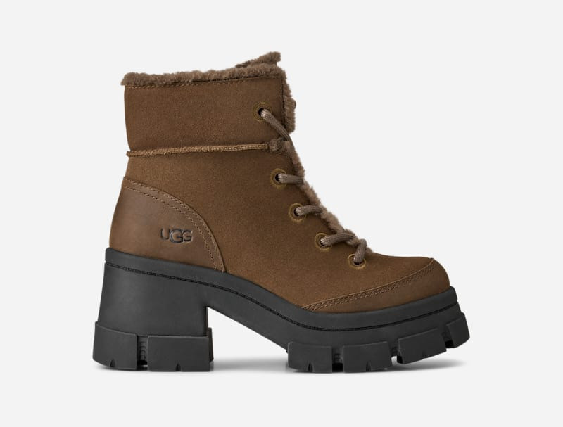 ® Women's Brooklyn Lace Up Cuff Leather Boots in Dark Toffee 1