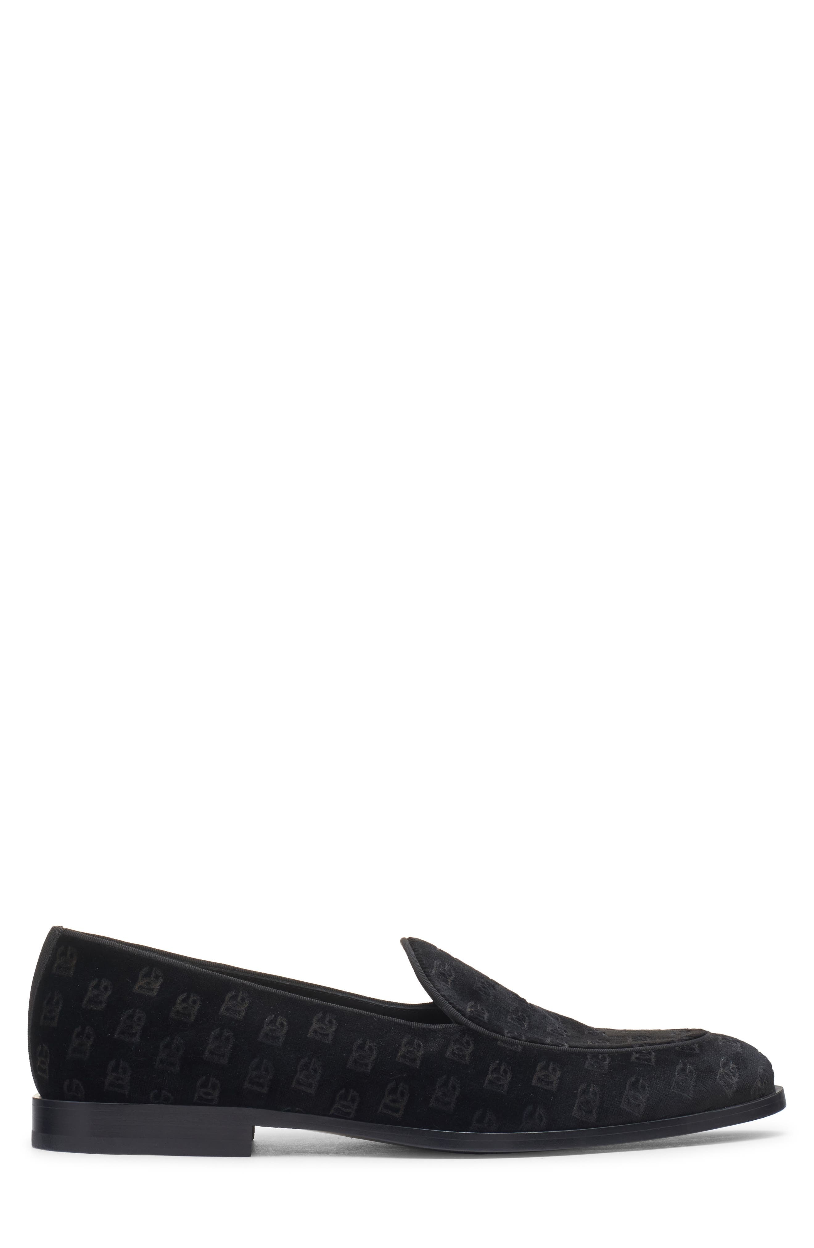 Dolce&Gabbana Logo Monogram Velvet Loafer in 80999-Nero at Nordstrom - 3